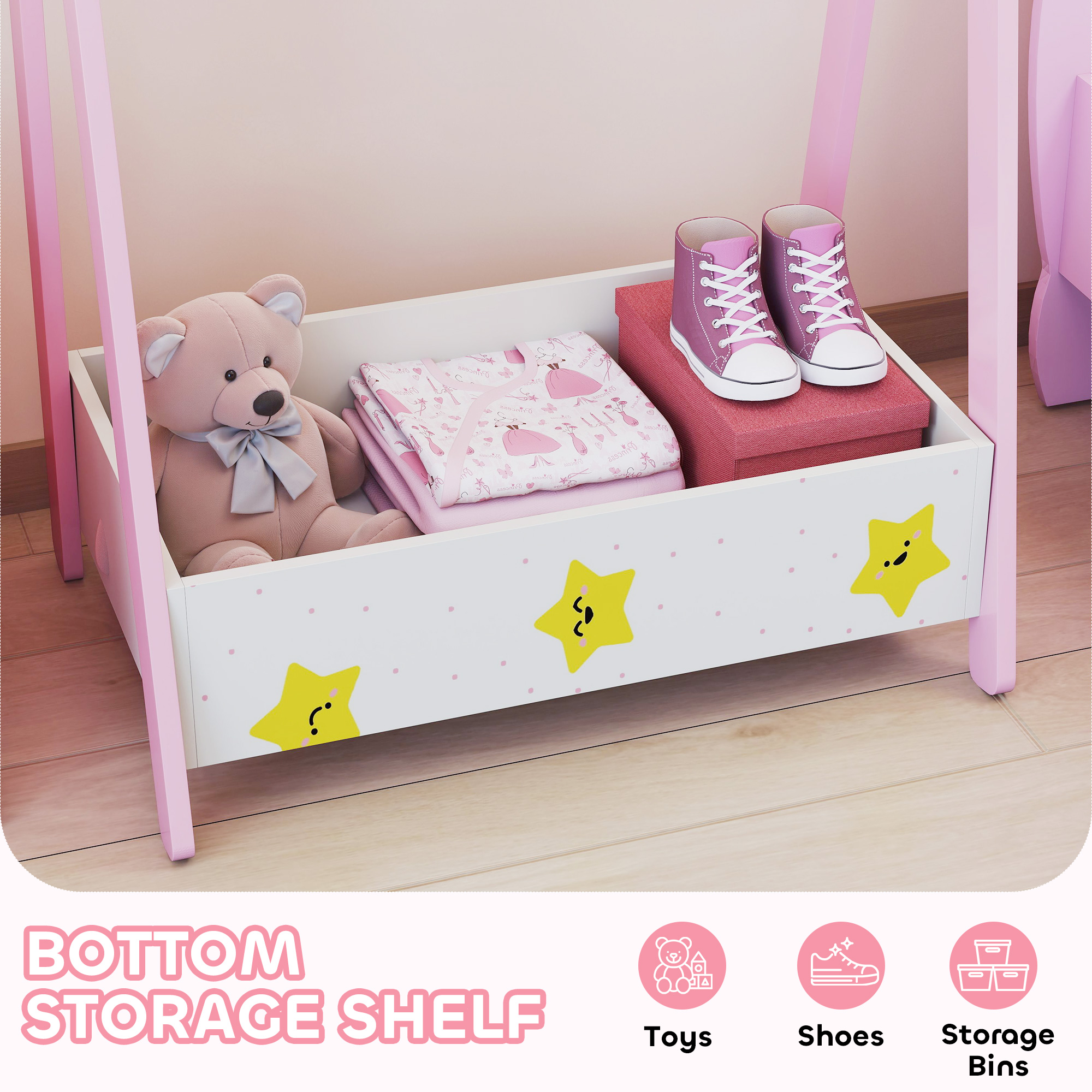 Baby Clothing Rack With Hangers,Storage Shelf For Bedroom,Star Theme,for Ages — image 2