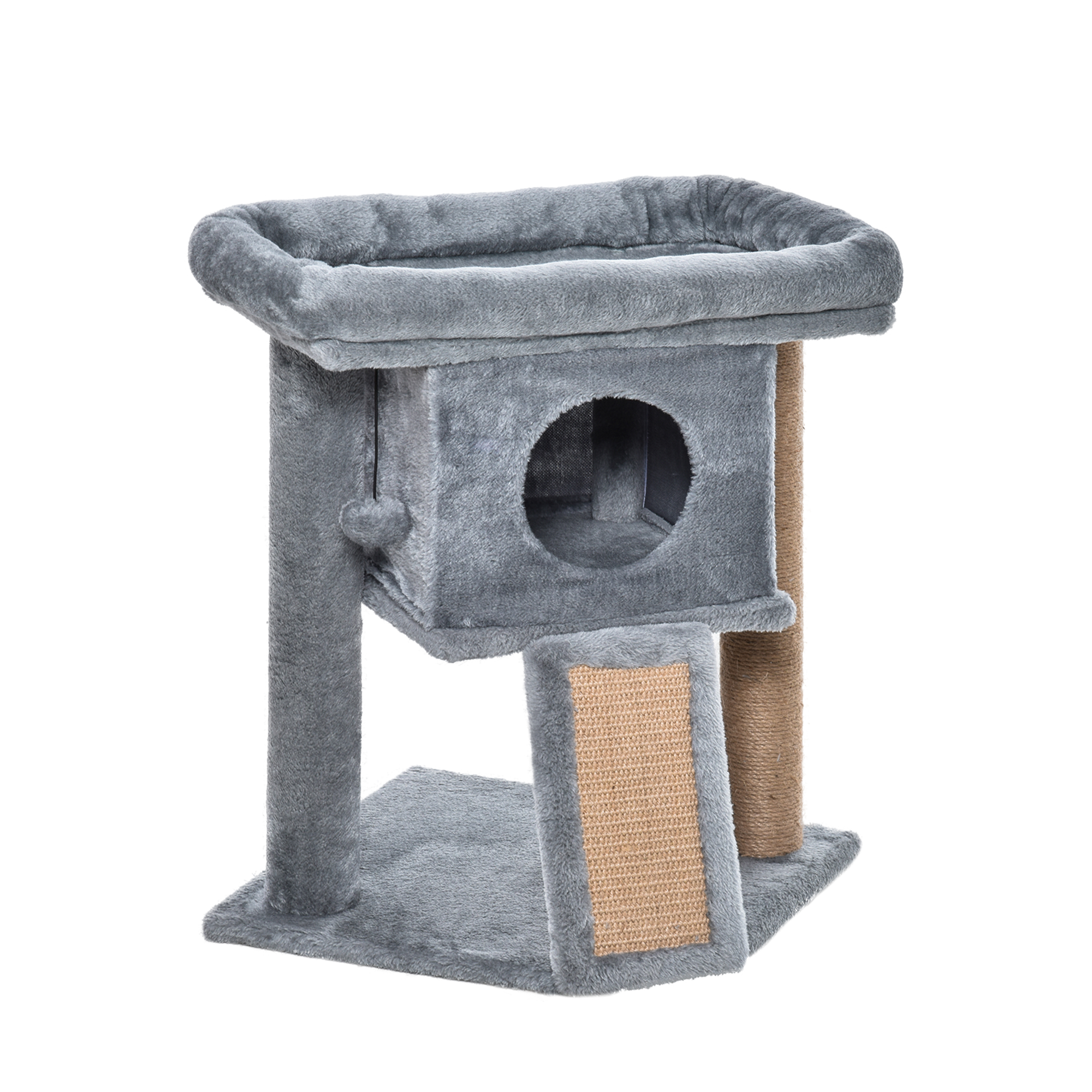 Cat Tree Tower For Indoor Cats Cat Scratching Post Climbing Activity Centre W/Jute Scratching Pad,Toy Ball,Cat House-Grey detail photo 1