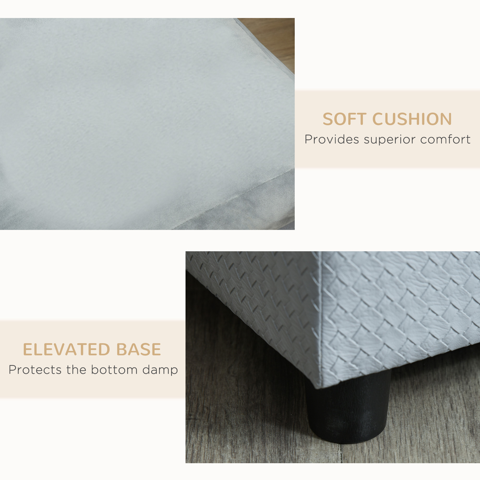 Pet Sofa Chair,with Storage,Cushion,for Small Dogs,Cats-Light Grey — image 4