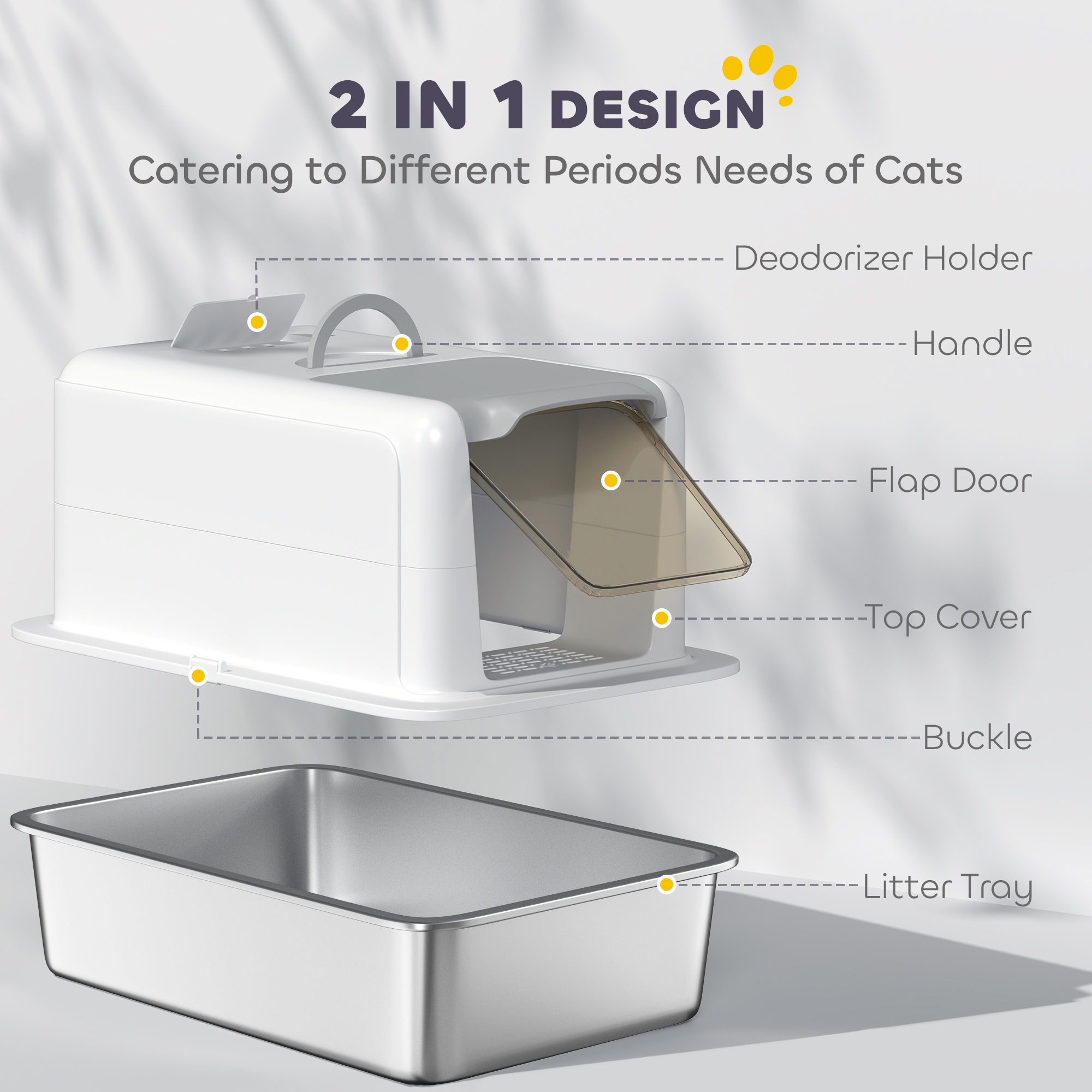 Stainless Steel Cat Litter Box With Removable Lid,Scoop,Filter Bags,for Larger — image 3