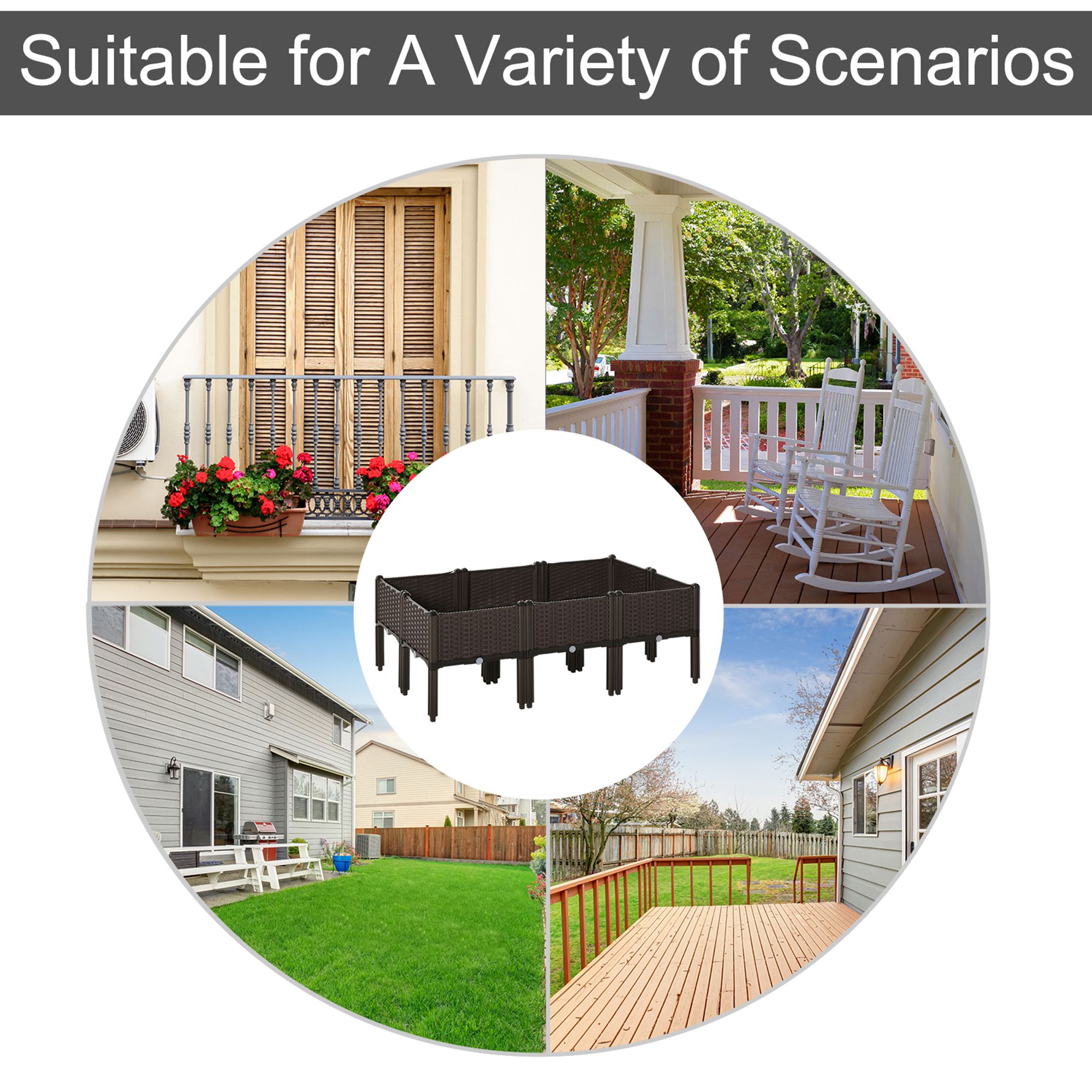 Set Of 6 26L Garden Raised Bed Elevated Patio Flower Plant Planter Box PP — image 3