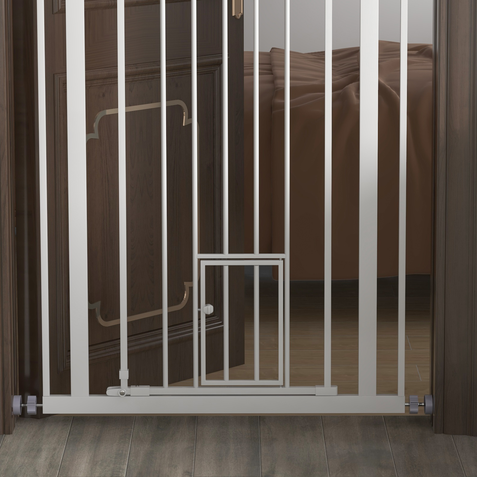 Extra Tall Pet Gate,Indoor Dog Safety Gate,with Cat Flap,Auto Close,74-80cm — image 3