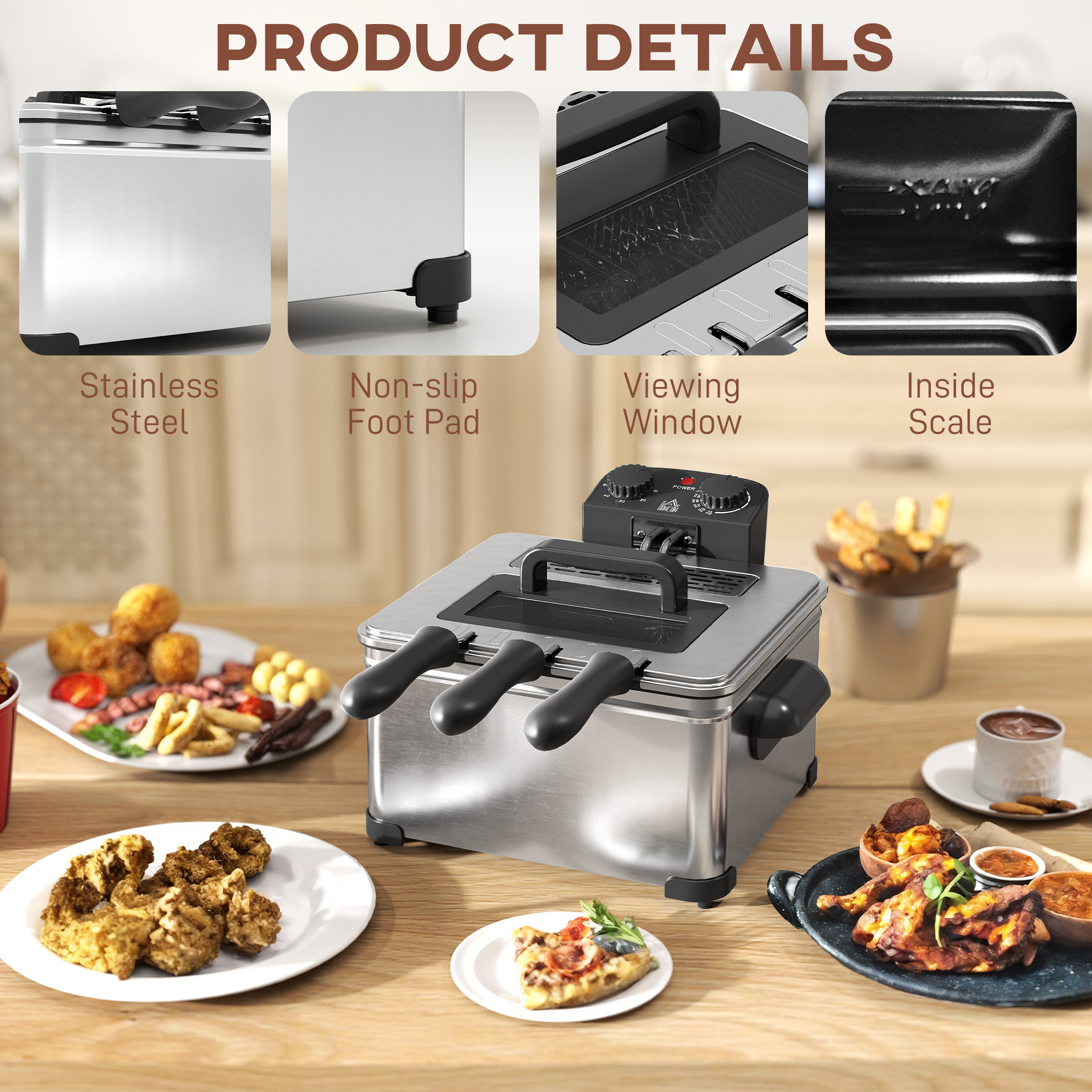 5 Litre Deep Fat Fryer Stainless Steel With Adjustable Temperature,60min — image 3