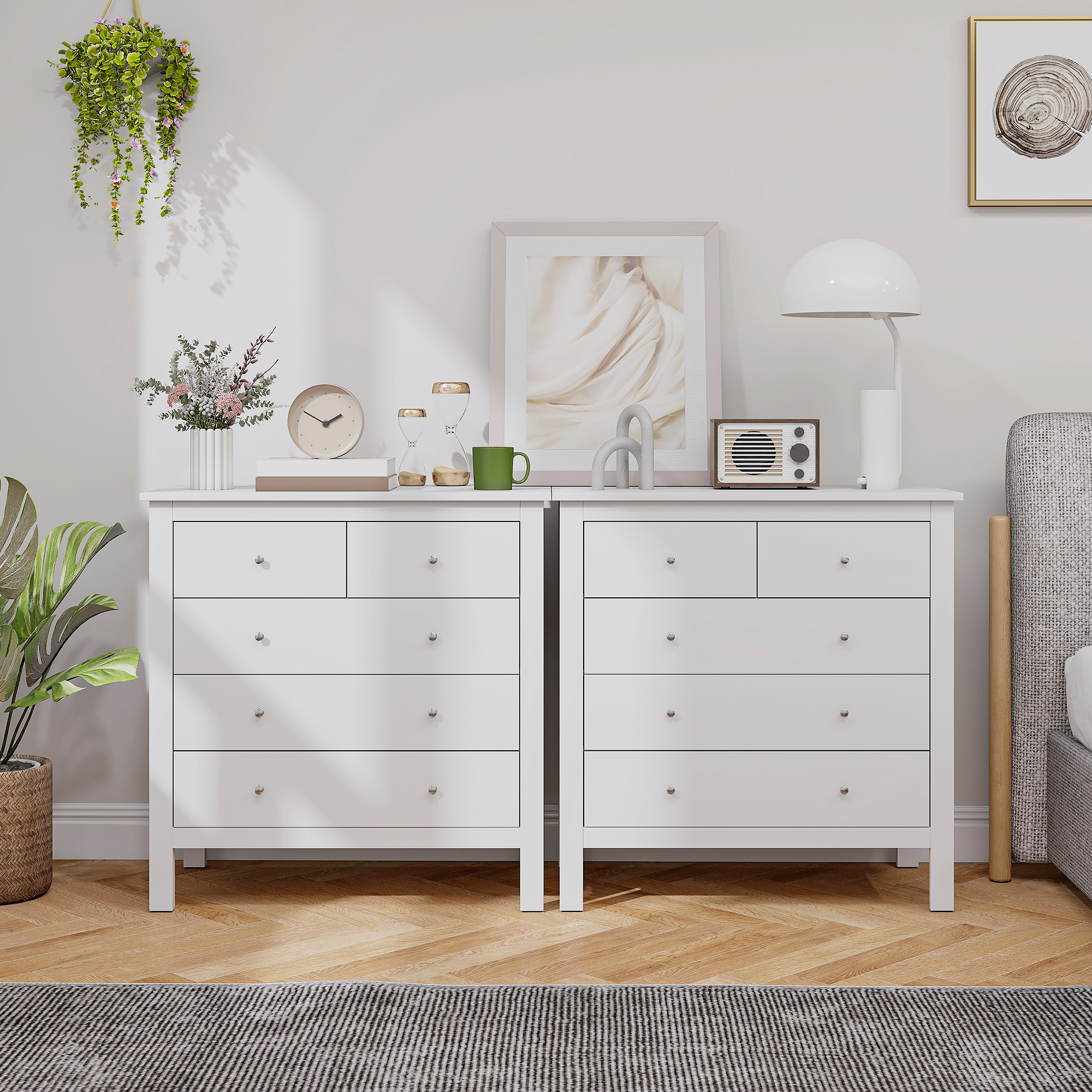 Modern Chest Of Drawers,5 Drawer Storage Cabinet With Metal Handles And Runners — image 2