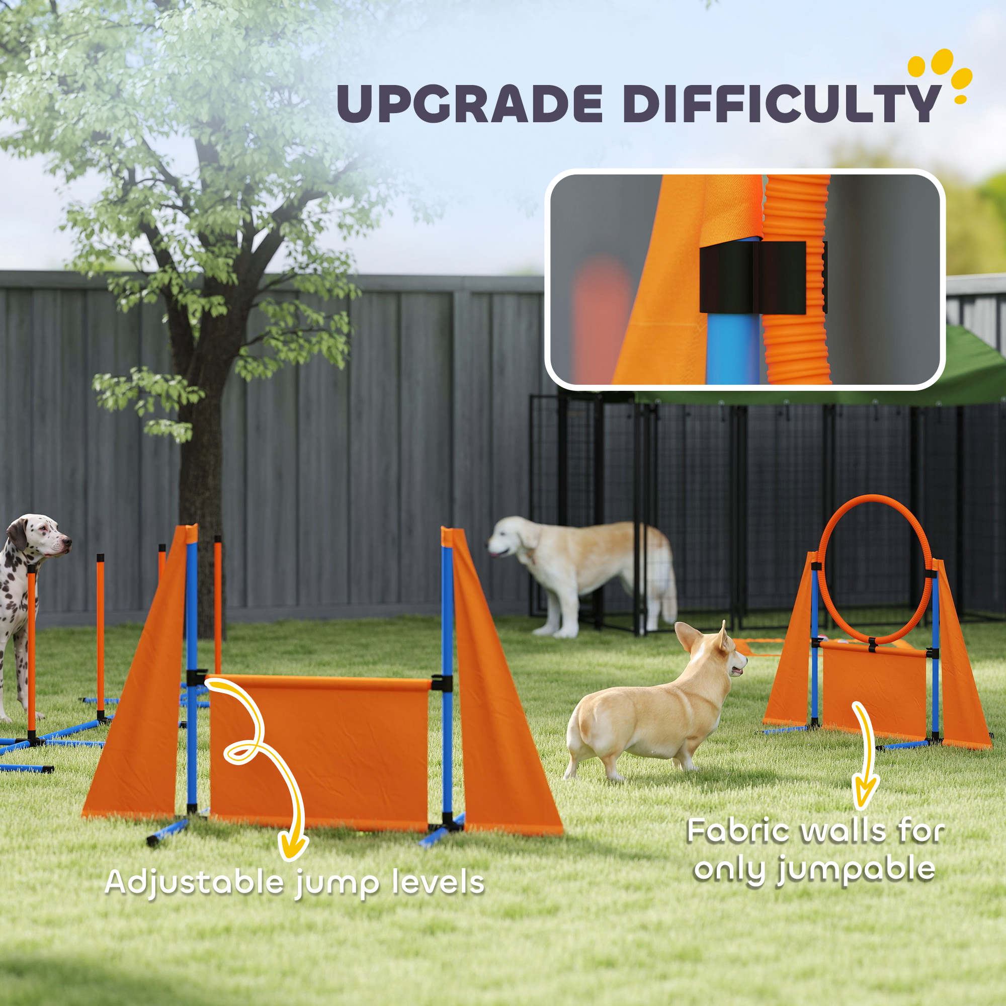 6-Piece Dog Agility Equipment Set With Weave Poles,Jump Ring,Hurdle,Pause — image 3
