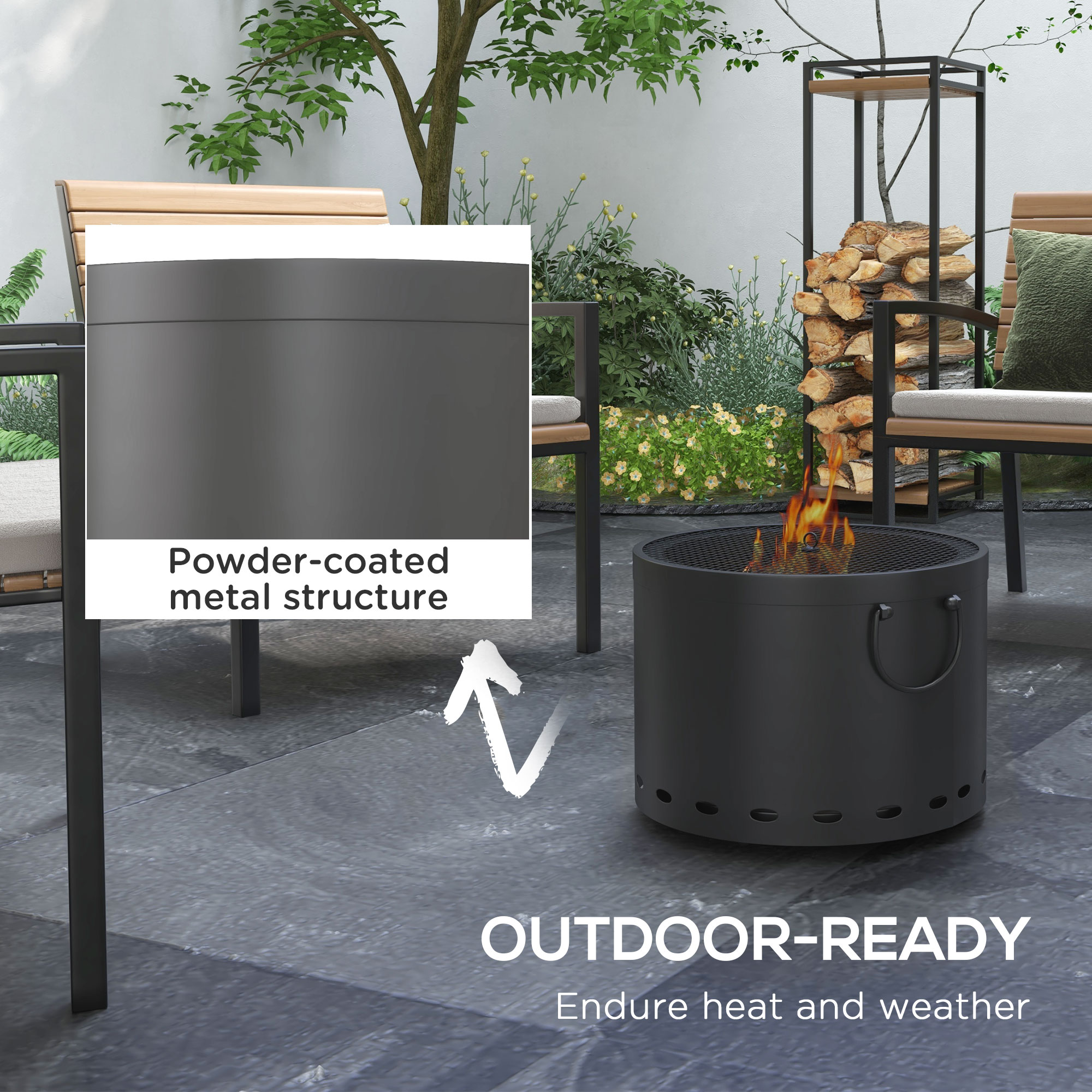 Smokeless Fire Pit,38cm Wood Burning Firepit With Spark