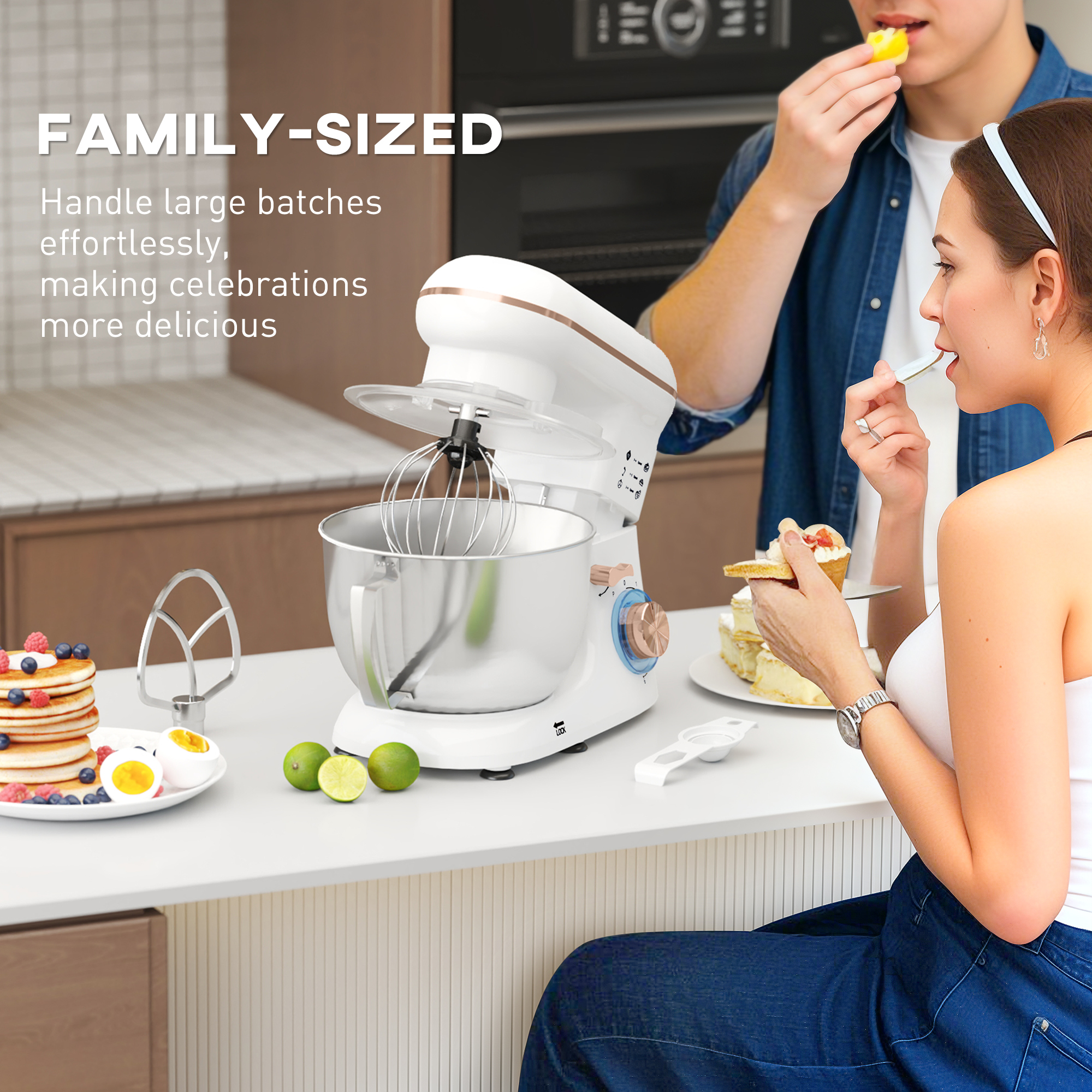 1300W Kitchen Stand Mixer,with Accessories-White