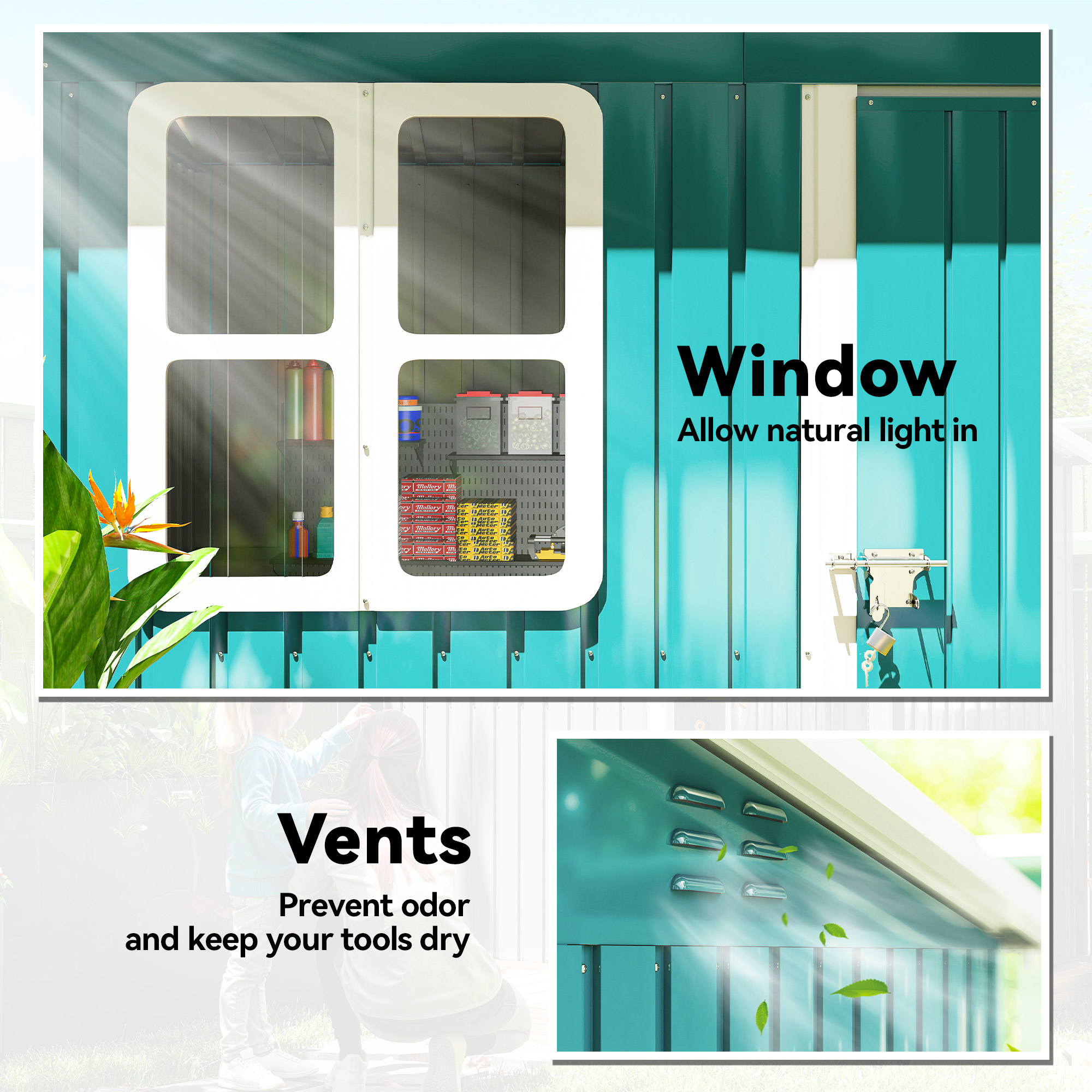 7 X 4ft Galvanised Steel Garden Shed,with Lock