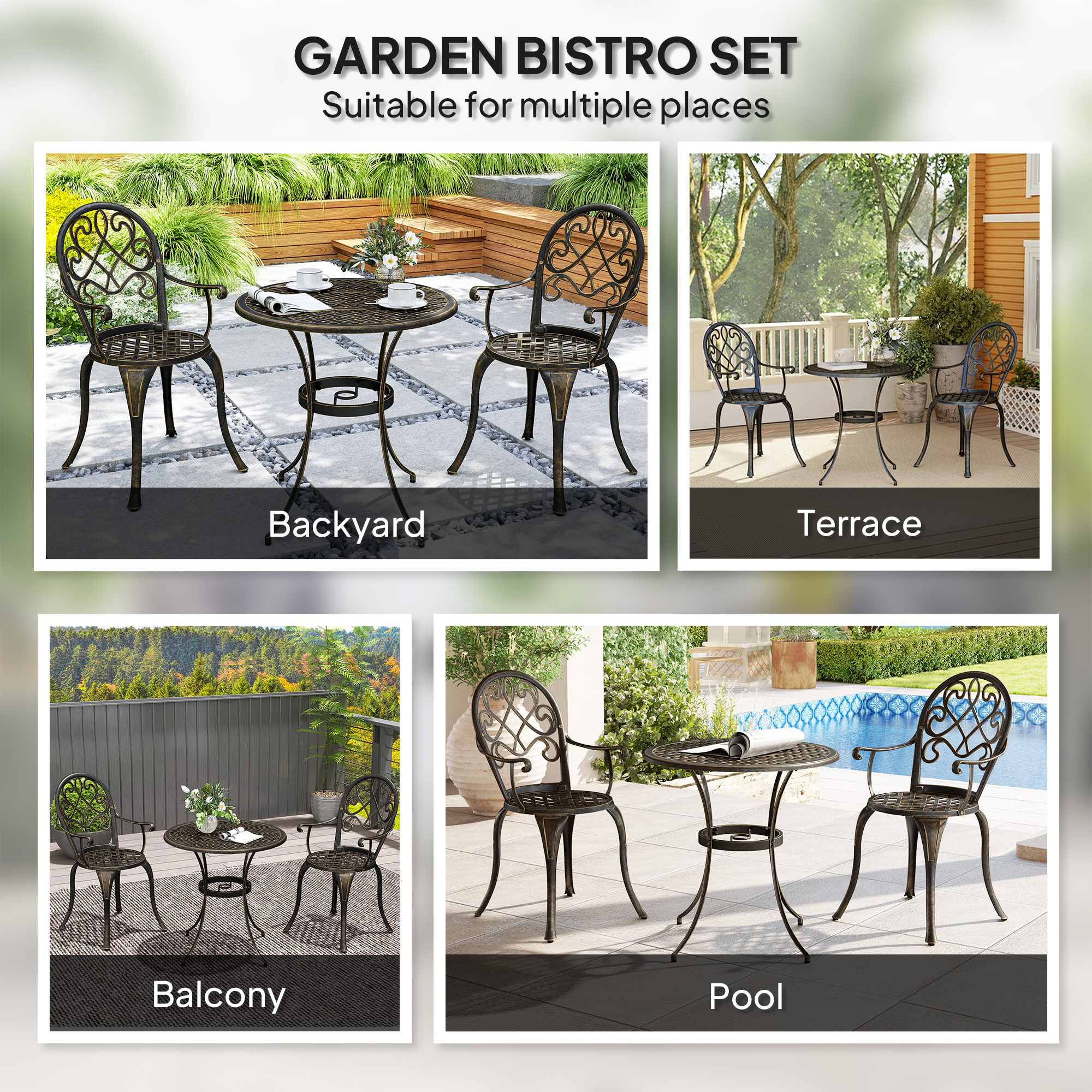 Three-Piece Elegant Aluminium Garden Set-Bronze Tone — image 3