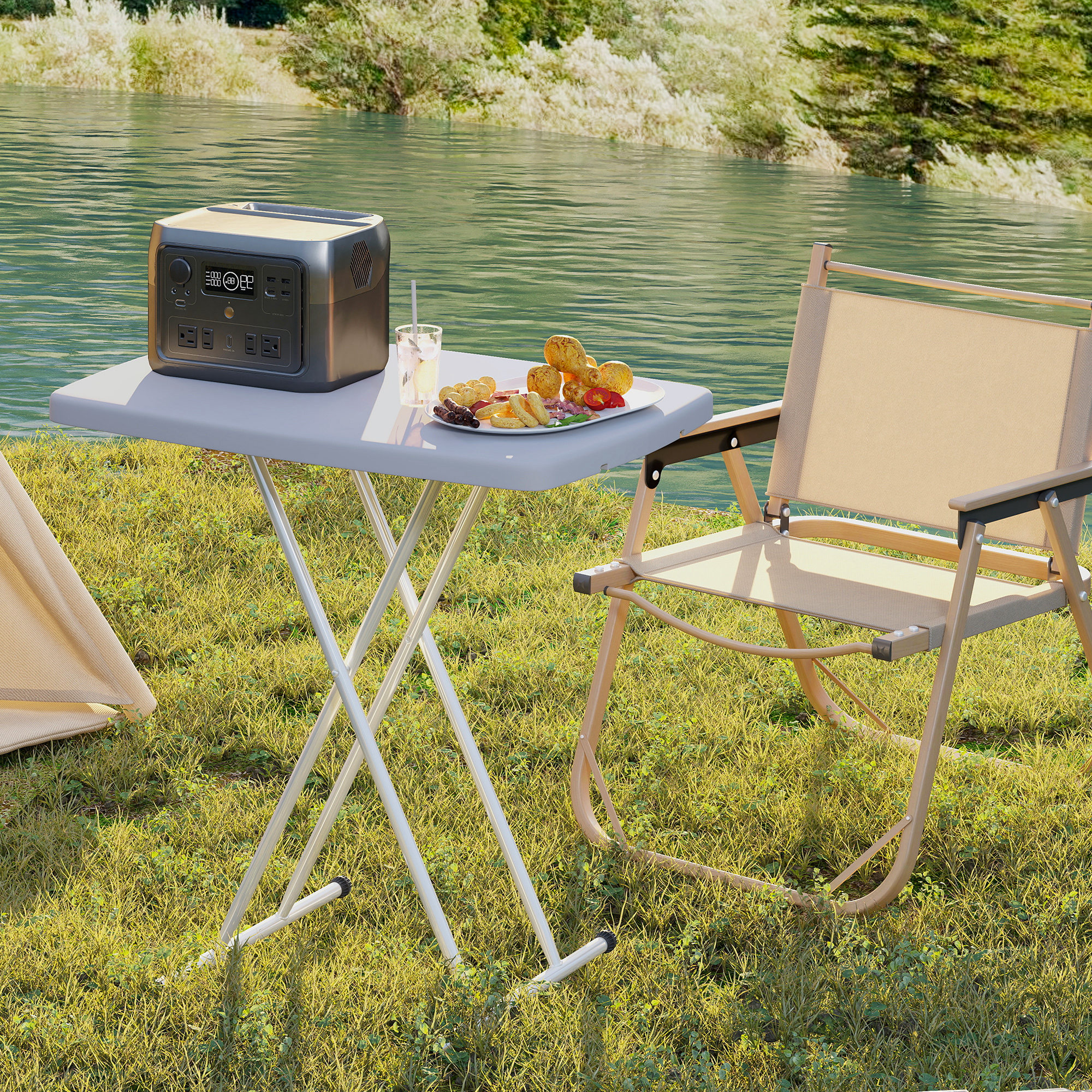 Minimal Folding Outdoor Table-Grey/White — image 3