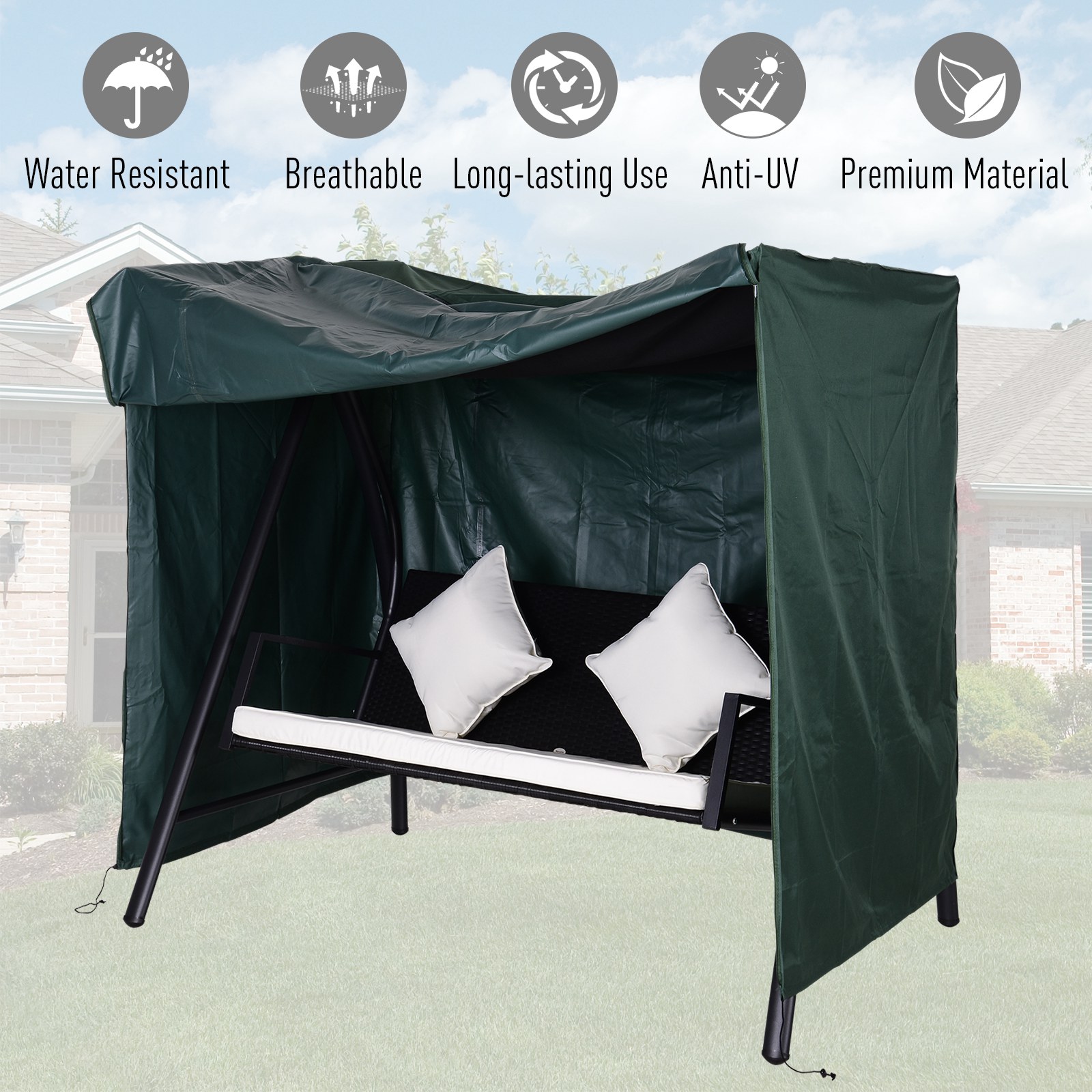 152 X 177cm Three-Seater Swing Chair Protective Cover Green — image 4