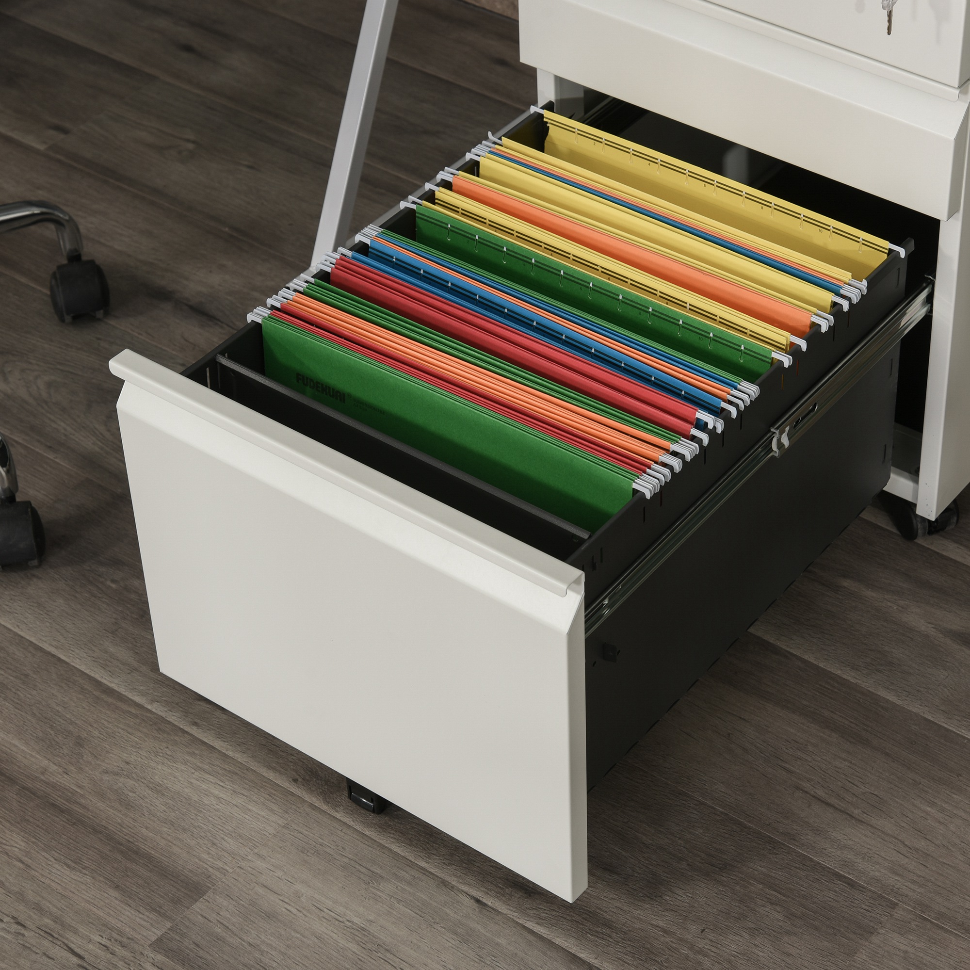 3 Drawer Filling Cabinet,Mobile Metal File Cabinet With Anti-tilt Design — image 5