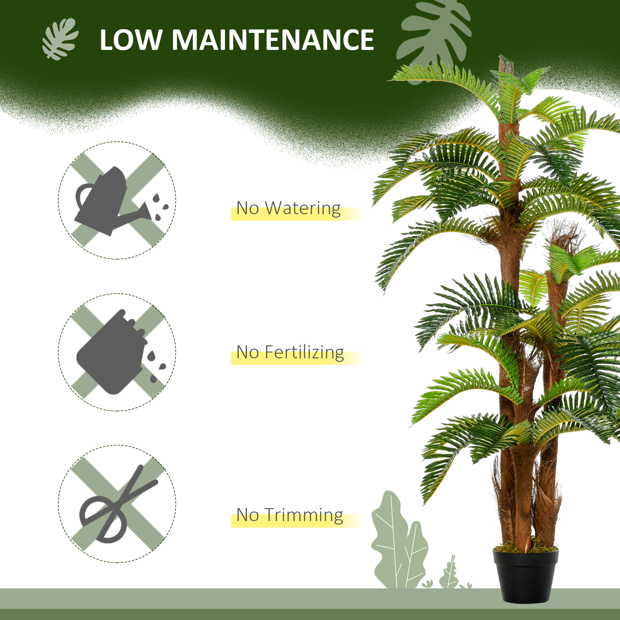 Artificial Plant Tropical Fern In Pot,Fake Plants For Home Indoor — image 3