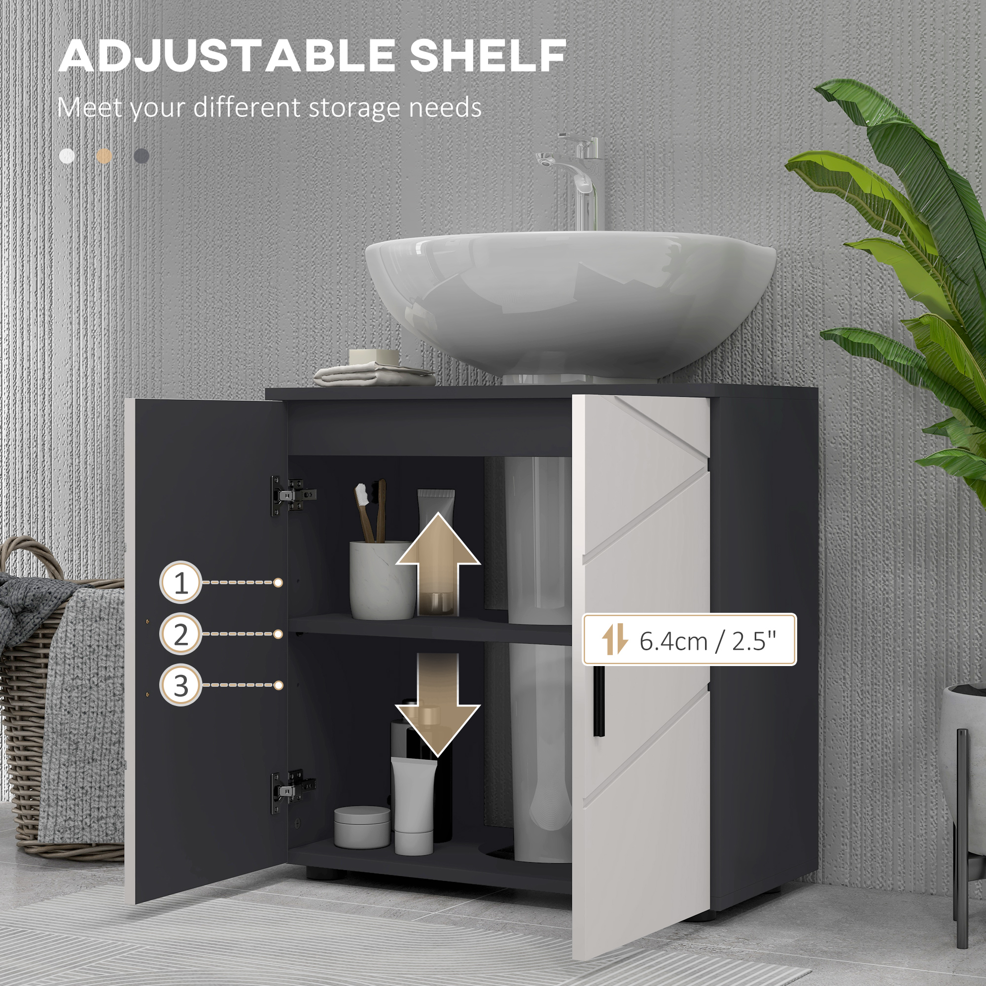 Pedestal Sink Bathroom Cabinet,Bathroom Vanity Unit With 20 X 20cm "U" Cut-Out — image 3