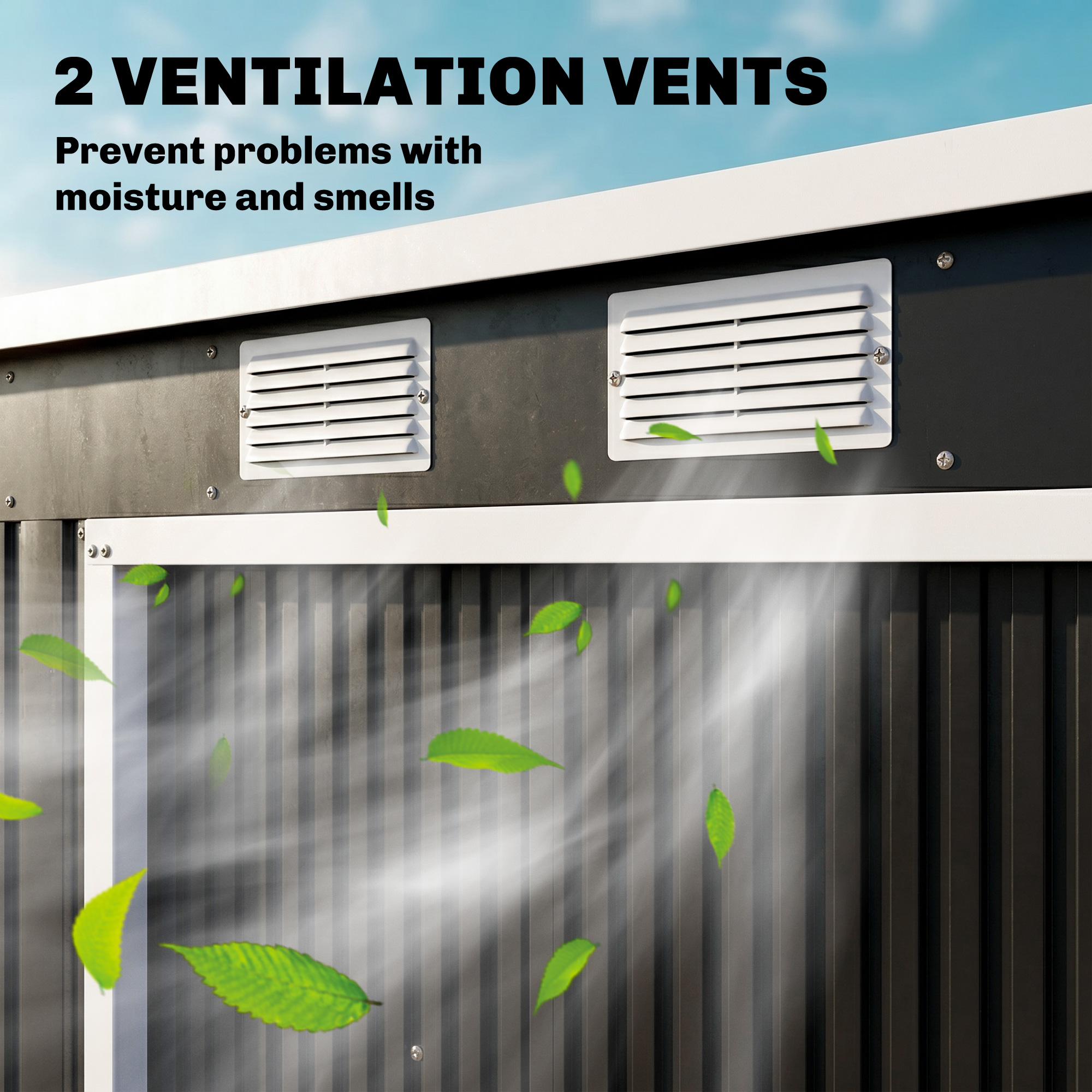 7 X 4ft Galvanised Steel Garden Shed,with Foundation Kit-Dark Grey — image 2