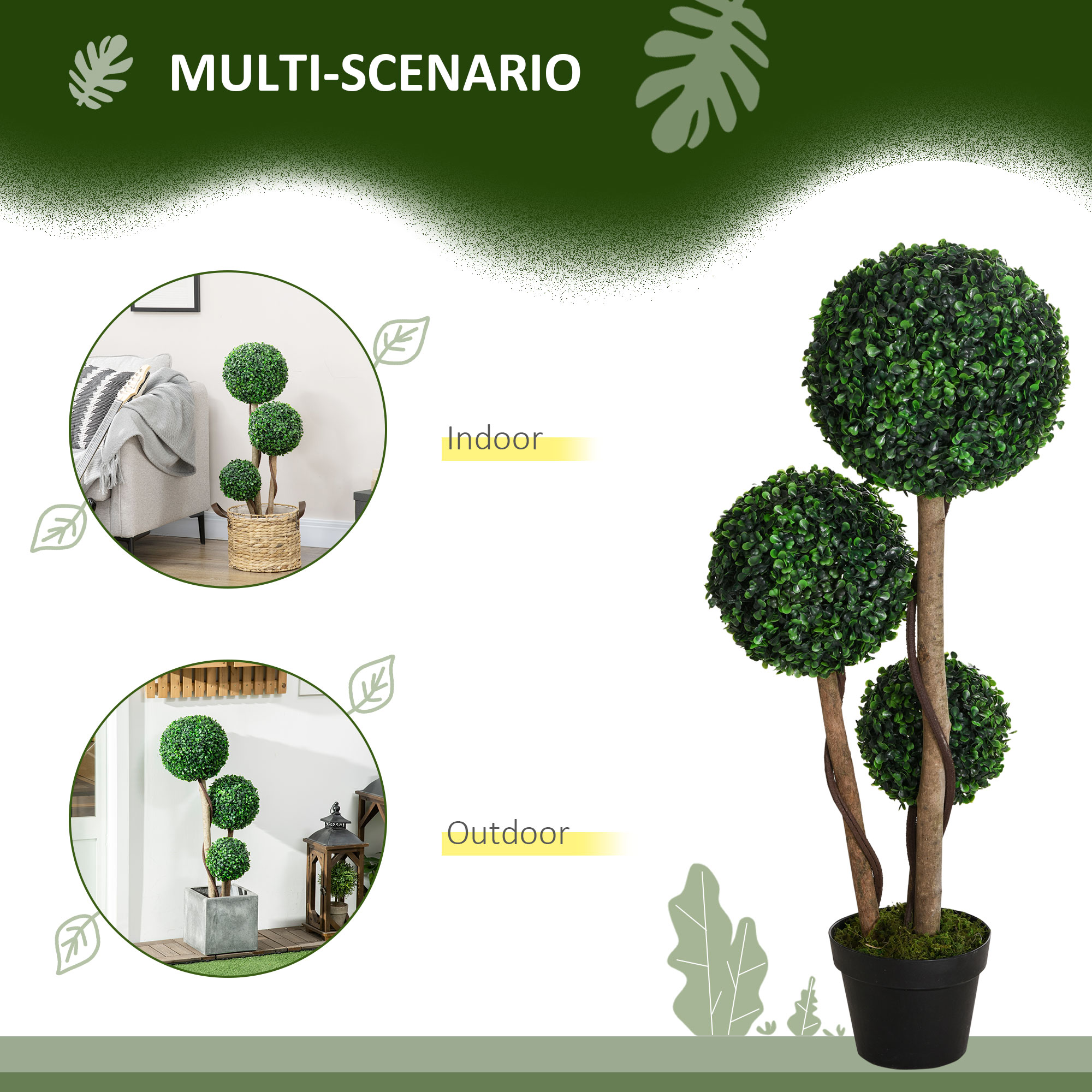 Decorative Artificial Tree Boxwood Ball Topiary In Pot,Fake Plant For Home — image 4
