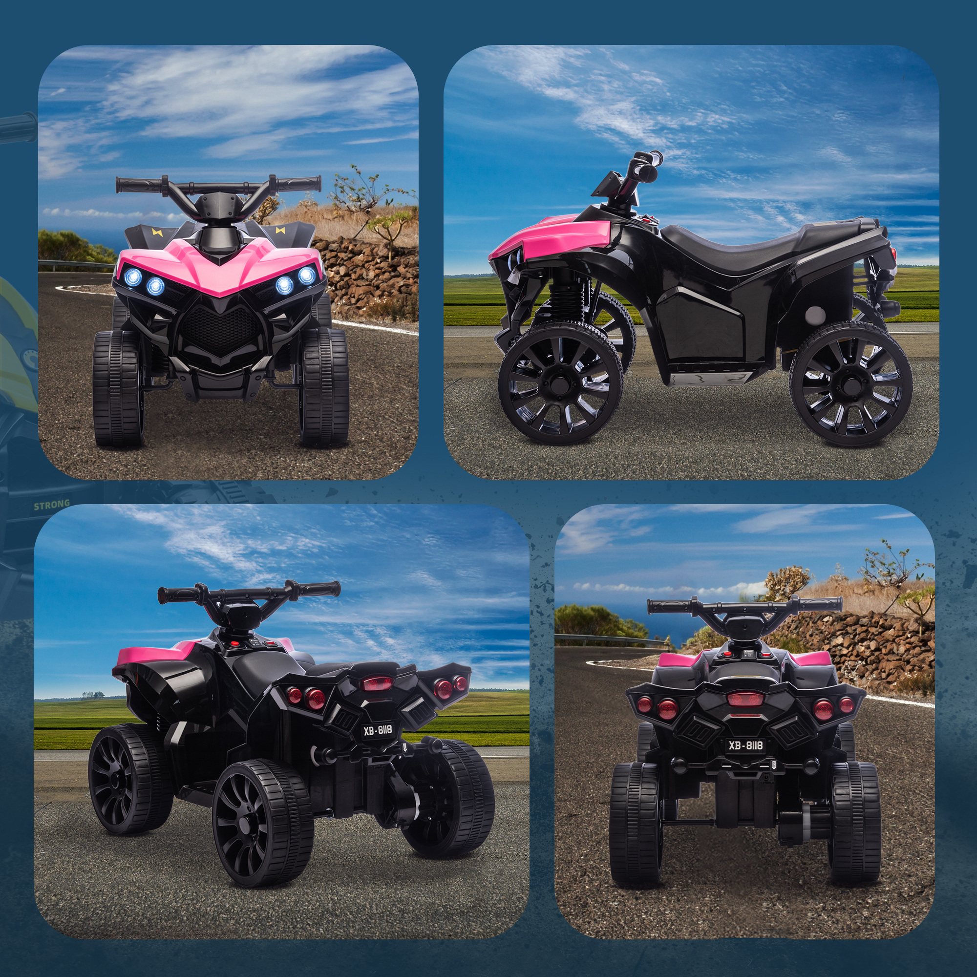 6V Kids ATV,4 Wheeler Electric Ride On Car With Music And LED Headlights,for — image 3