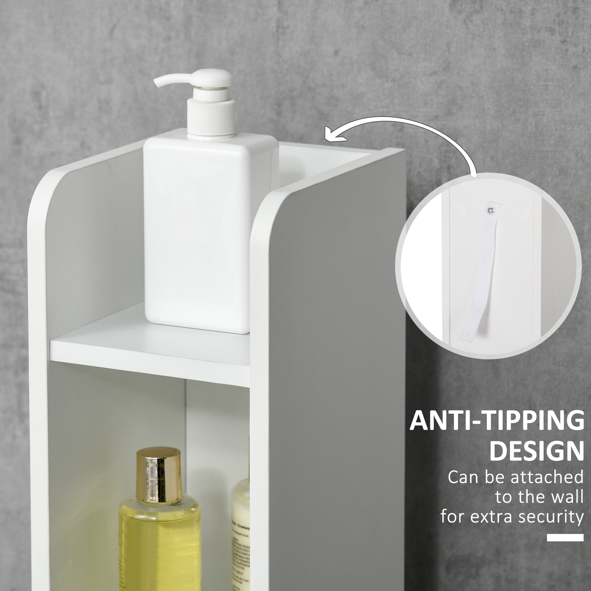 Modern Bathroom Storage Cabinet,Freestanding Tall Cabinet With Open Shelves — image 3