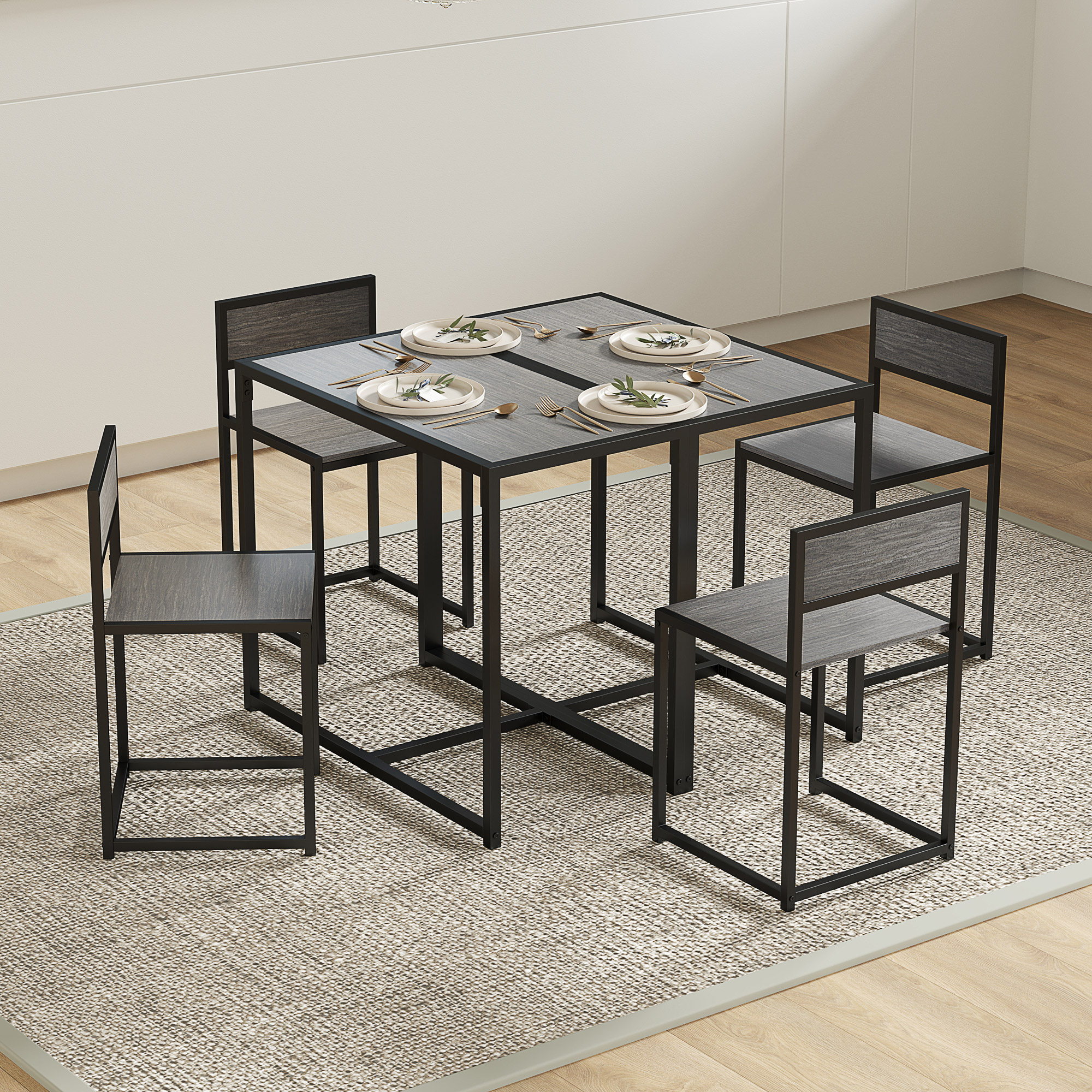 Dining Table And Chairs Set 2,Dining Room Sets,Rectangular Space Saving 2 — image 3