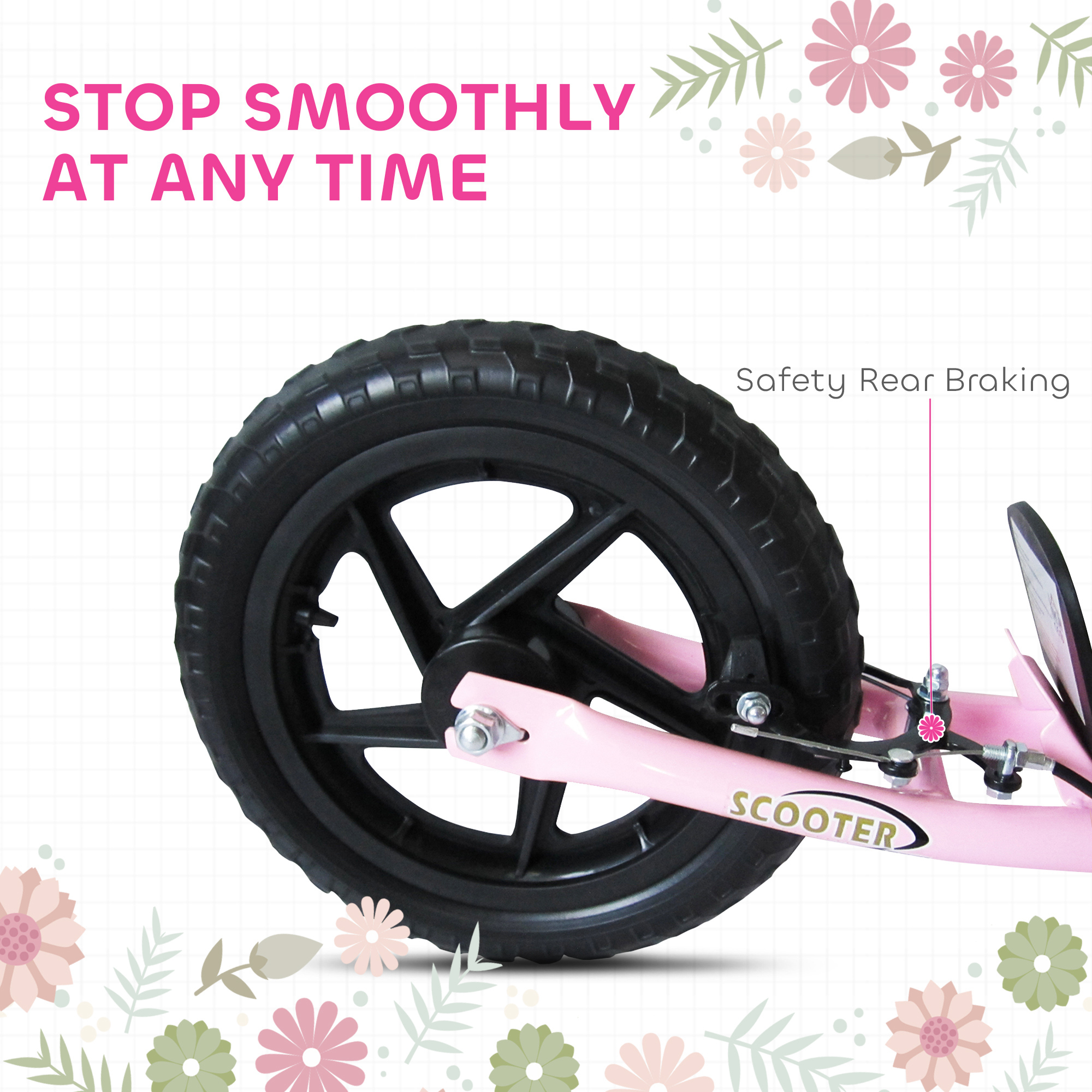 Kids Scooter Kick Scooter,with 12" EVA Tyres,Rear Brake,Big Wheels For 5-12 — image 3