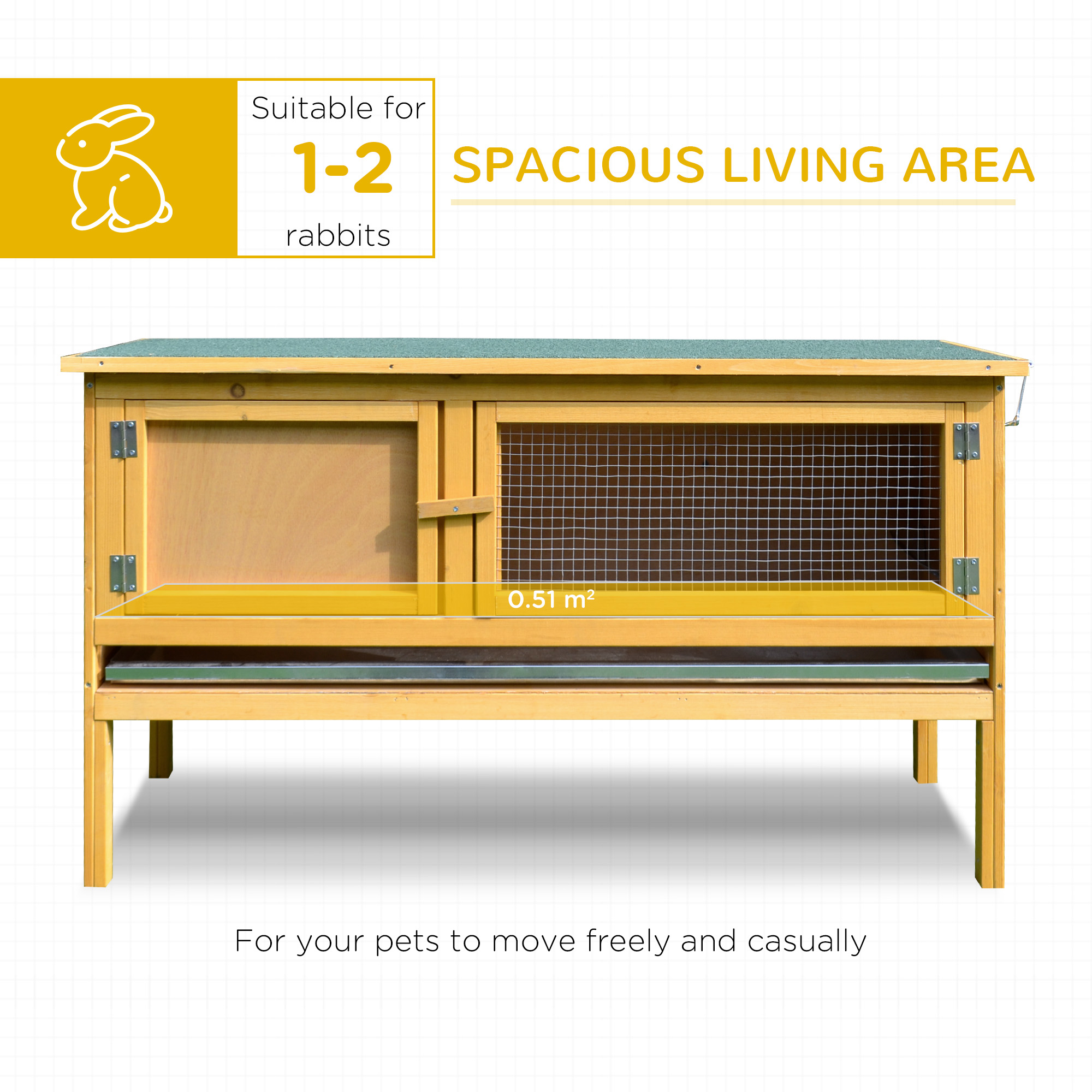Rabbit Hutch Outdoor Guinea Pig Hutch House Small Animal Bunny Cage W/ Openable Roof,115 X 44 X 65 Cm detail photo 9