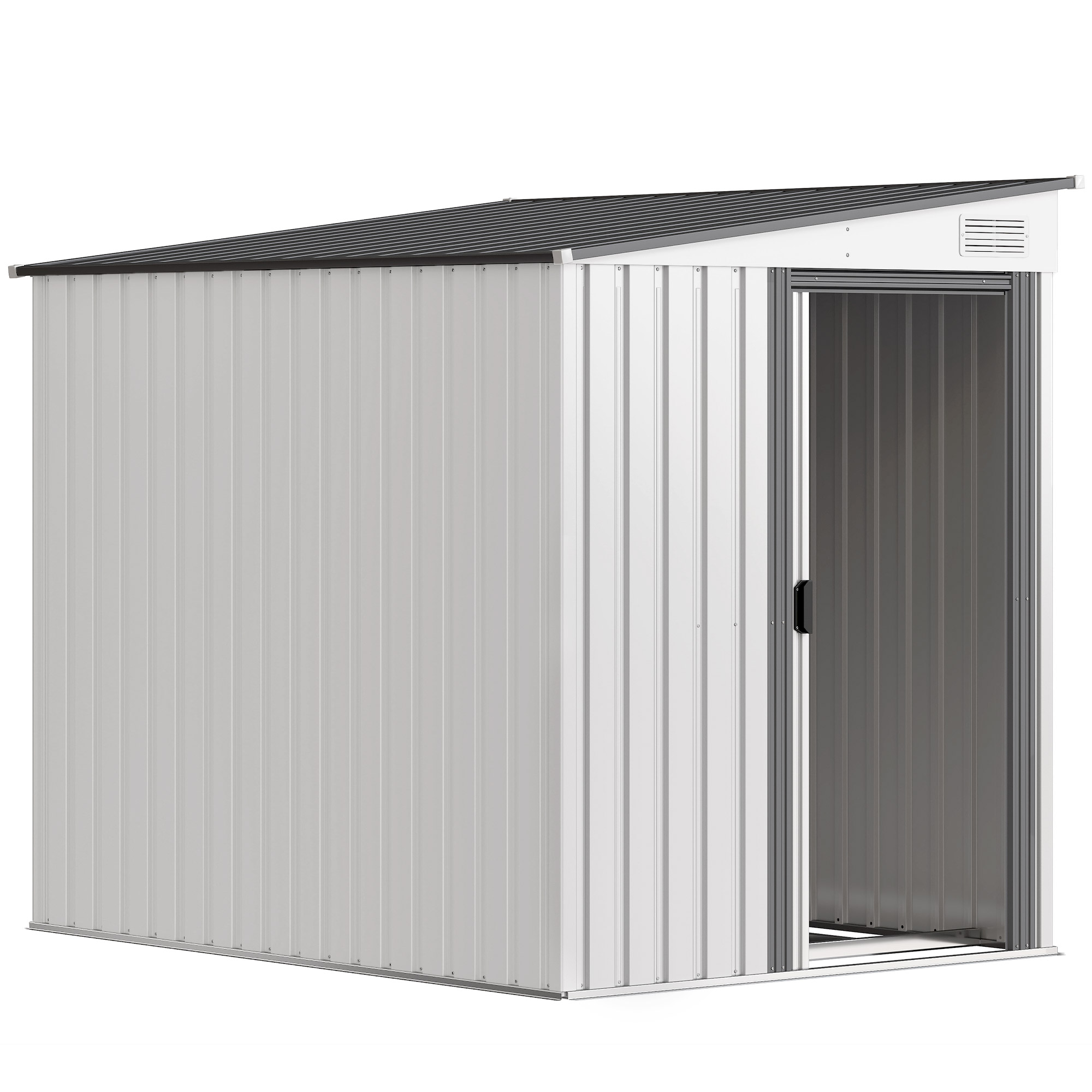 7 X 5ft Galvanised Metal Shed,with Sliding Door-White — image 2