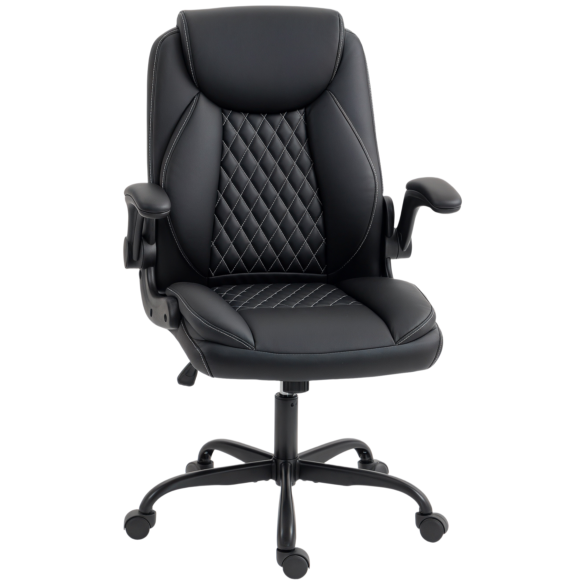 Faux Leather Office Chair. With Flip-Up Armrests-Black — image 5