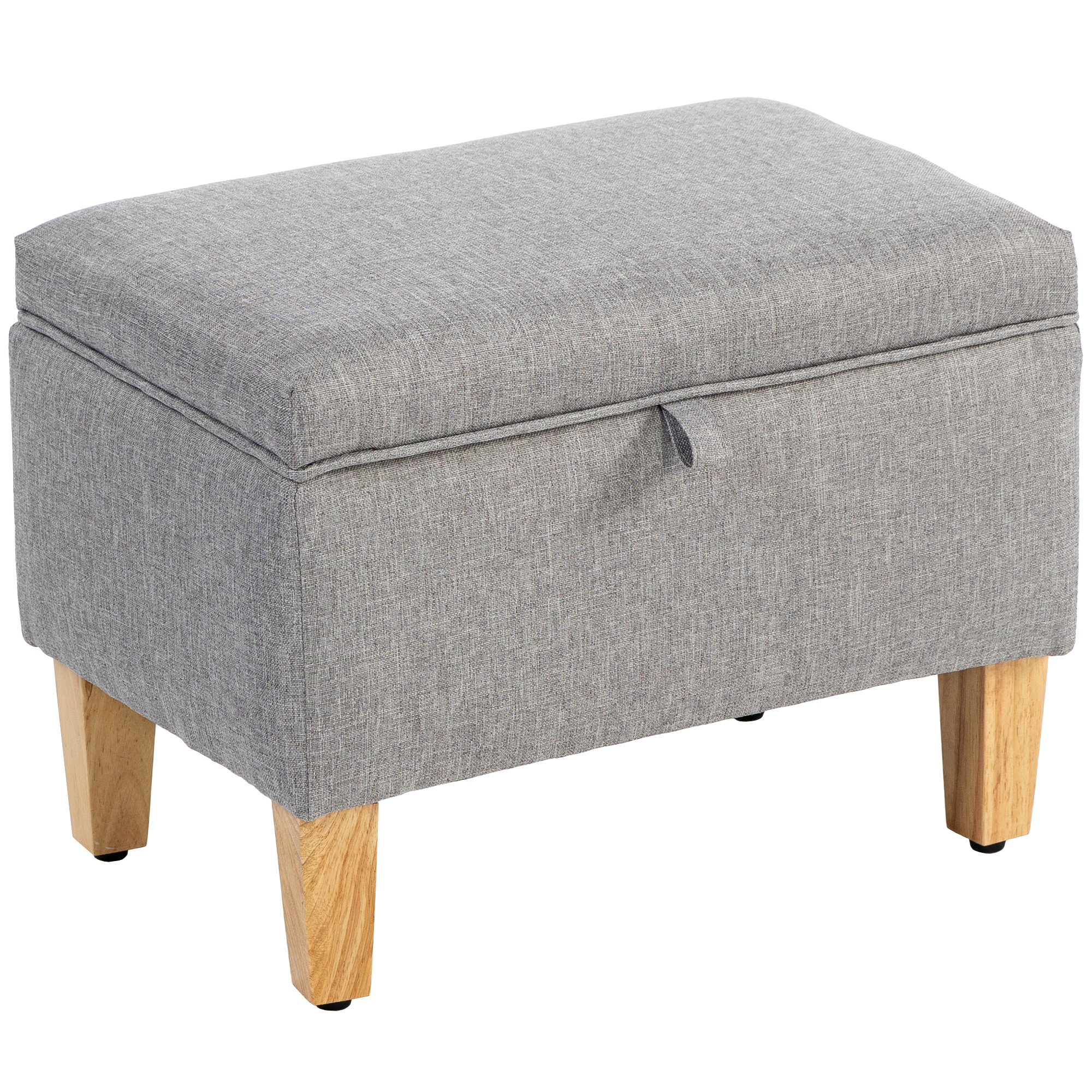 16L Linen Storage Ottoman Padded Footstool With Rubberwood Legs For Box,Bed — image 3