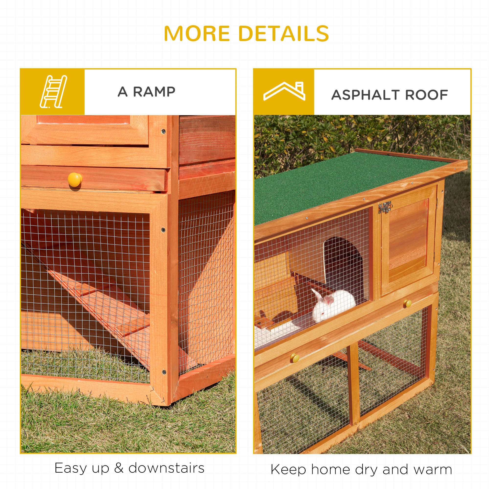Two-Tier Rabbit Hutch,Wooden Outdoor Pet Cage,with Opening Top — image 4