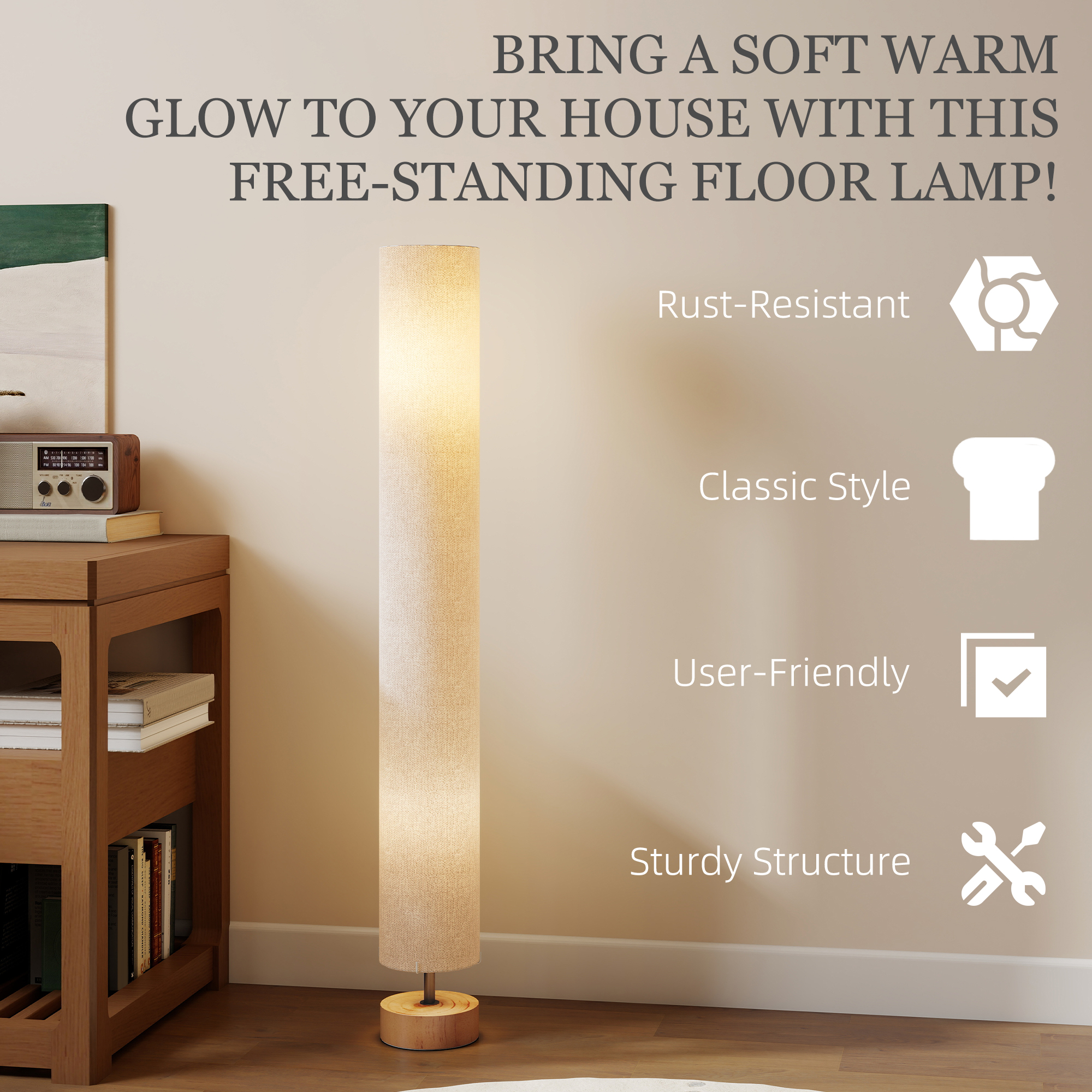 LED Floor Lamp For Living Room,120cm Modern Standing Lamp