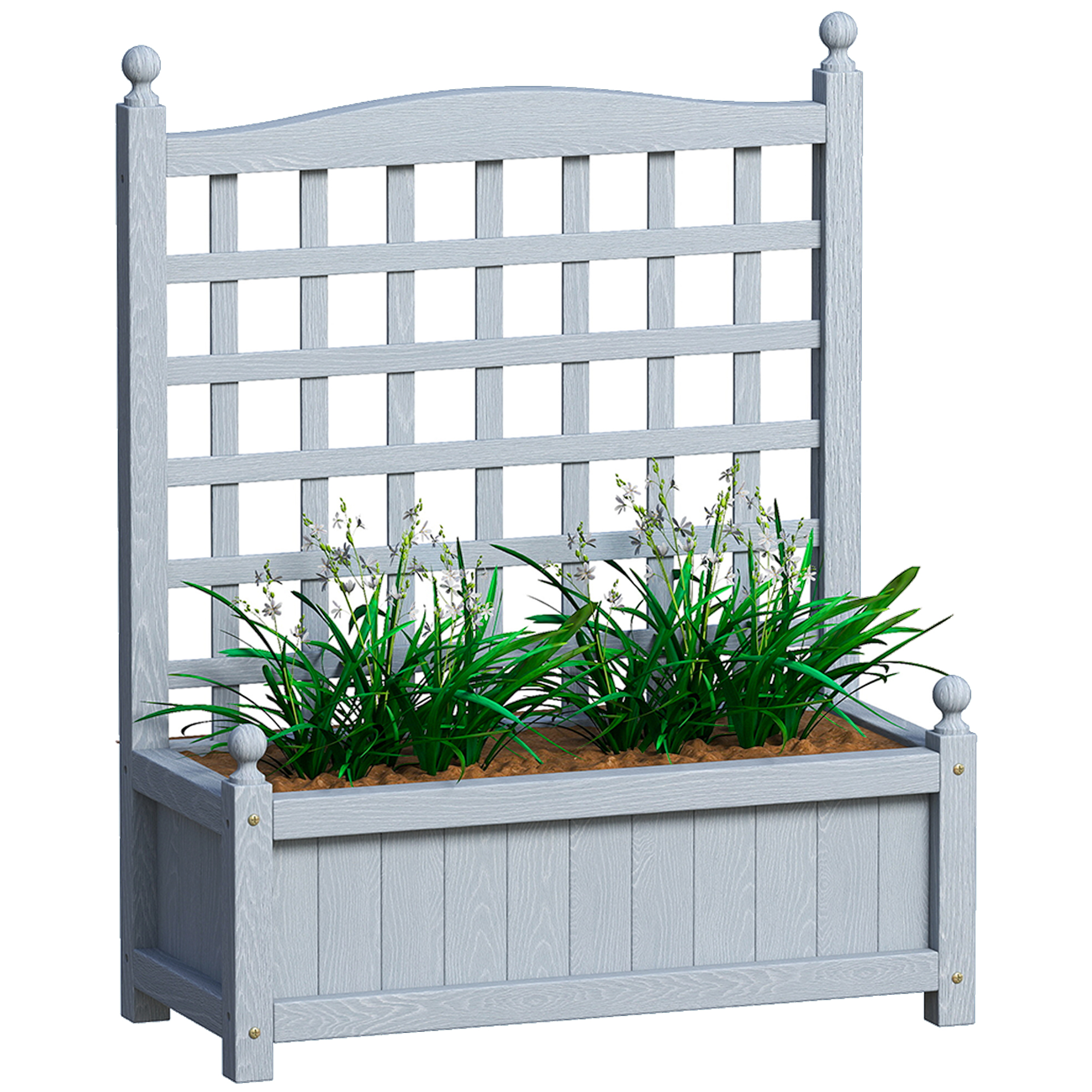 Garden planters with trellis for climbing vines,wood raised