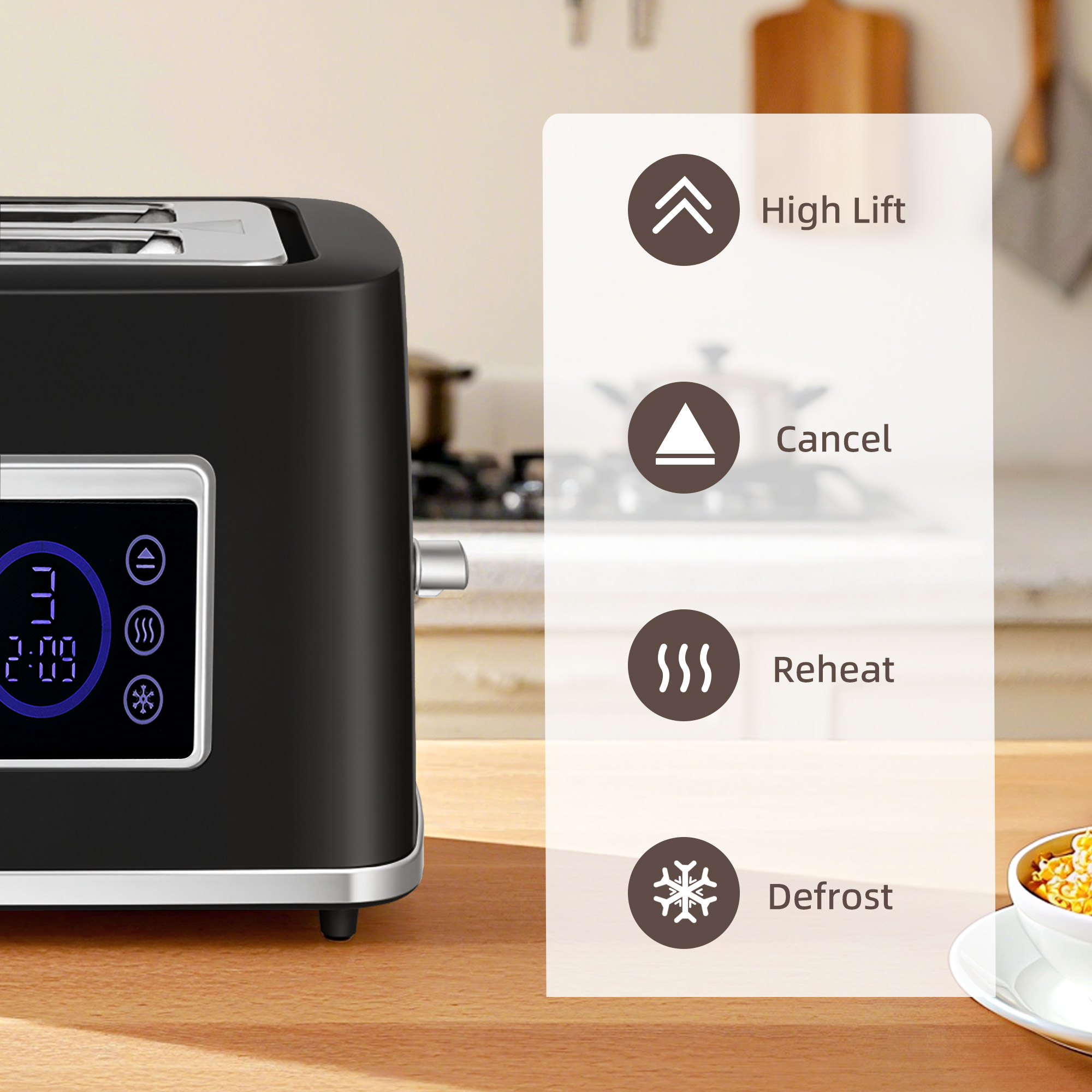 Touch Screen Kettle And Toaster Set-Black — image 3