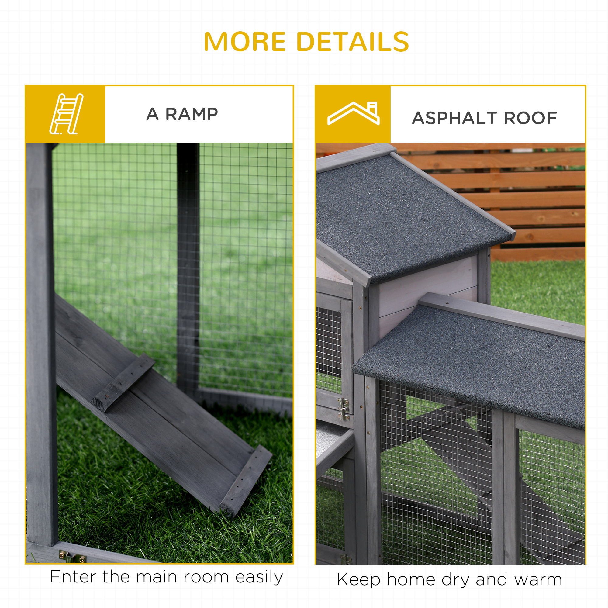 Wooden Rabbit Hutch Outdoor,Double Tier With Water-Resistant Roof,Ramp 147 X 54 — image 5