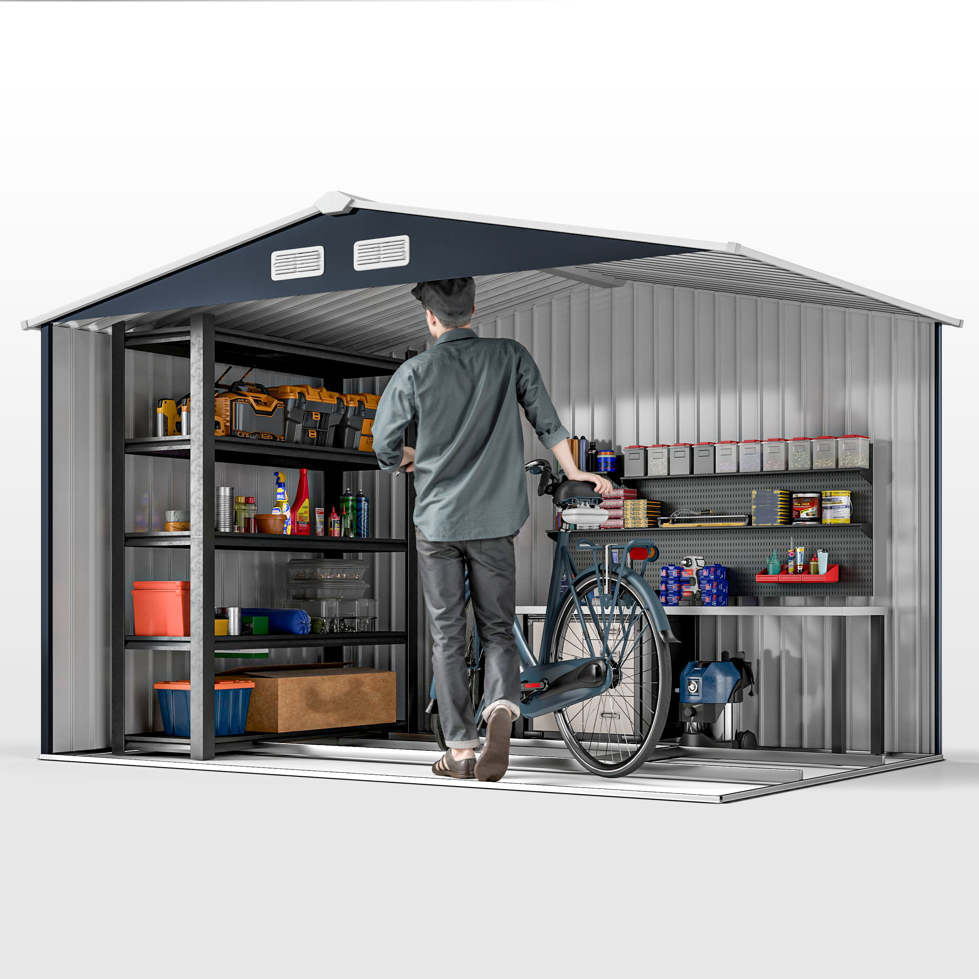 9 X 6ft Metal Garden Shed,Outdoor Storage Tool House