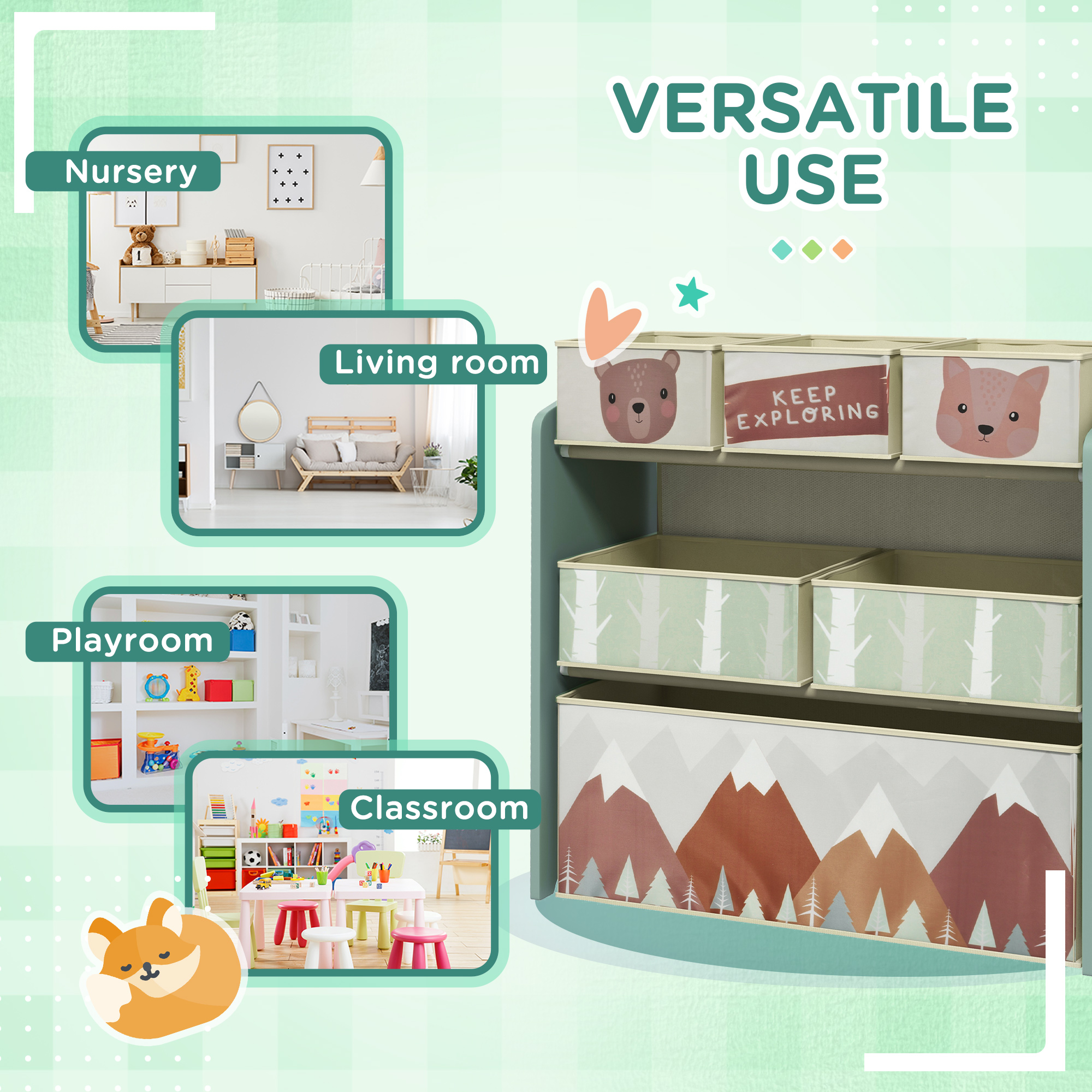 Kids Storage Unit,Toy Organiser,with Six Fabric Bins,for — image 3