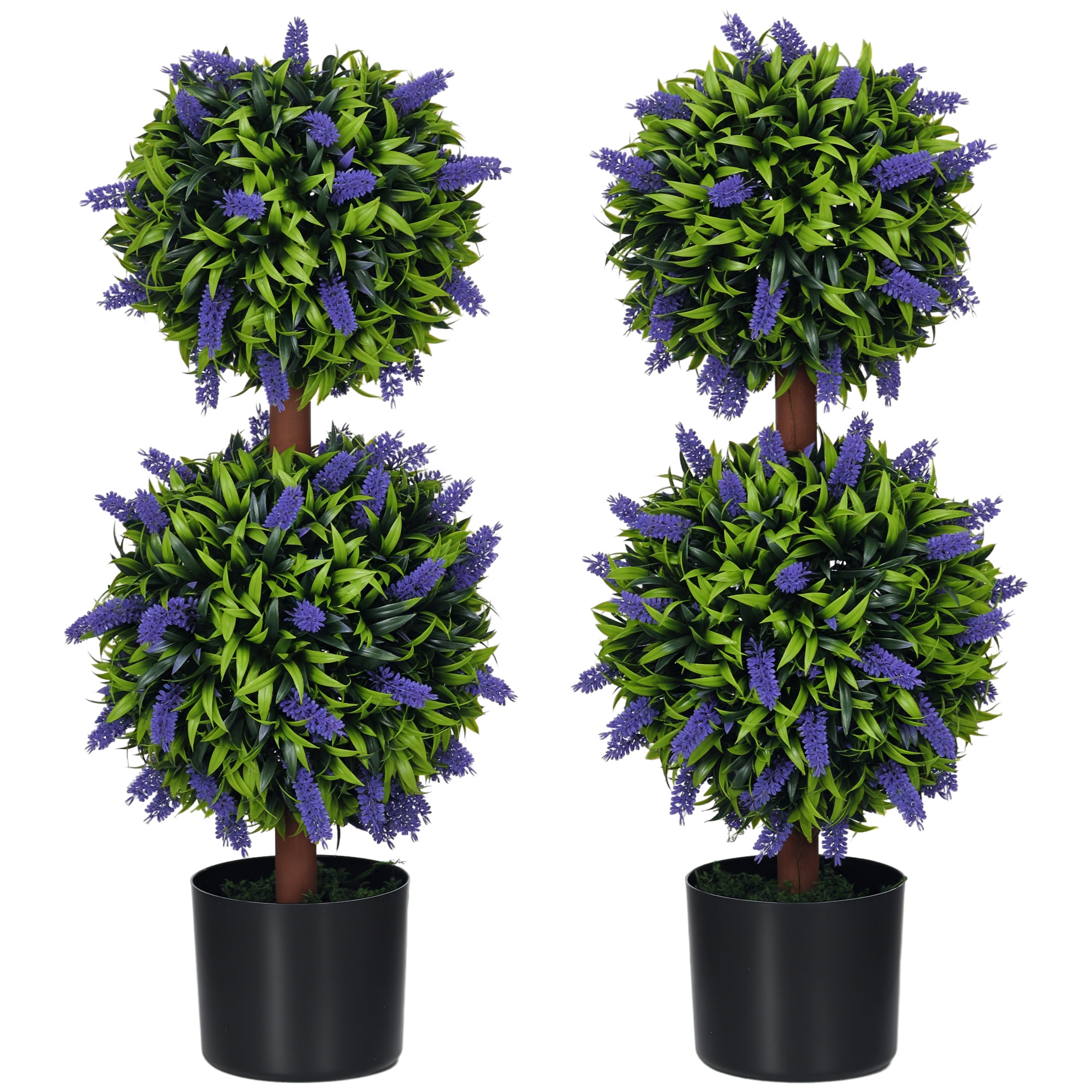 Set Of 2 Artificial Plants,Lavender Flowers Ball Trees With Pot,for Home Indoor — image 2