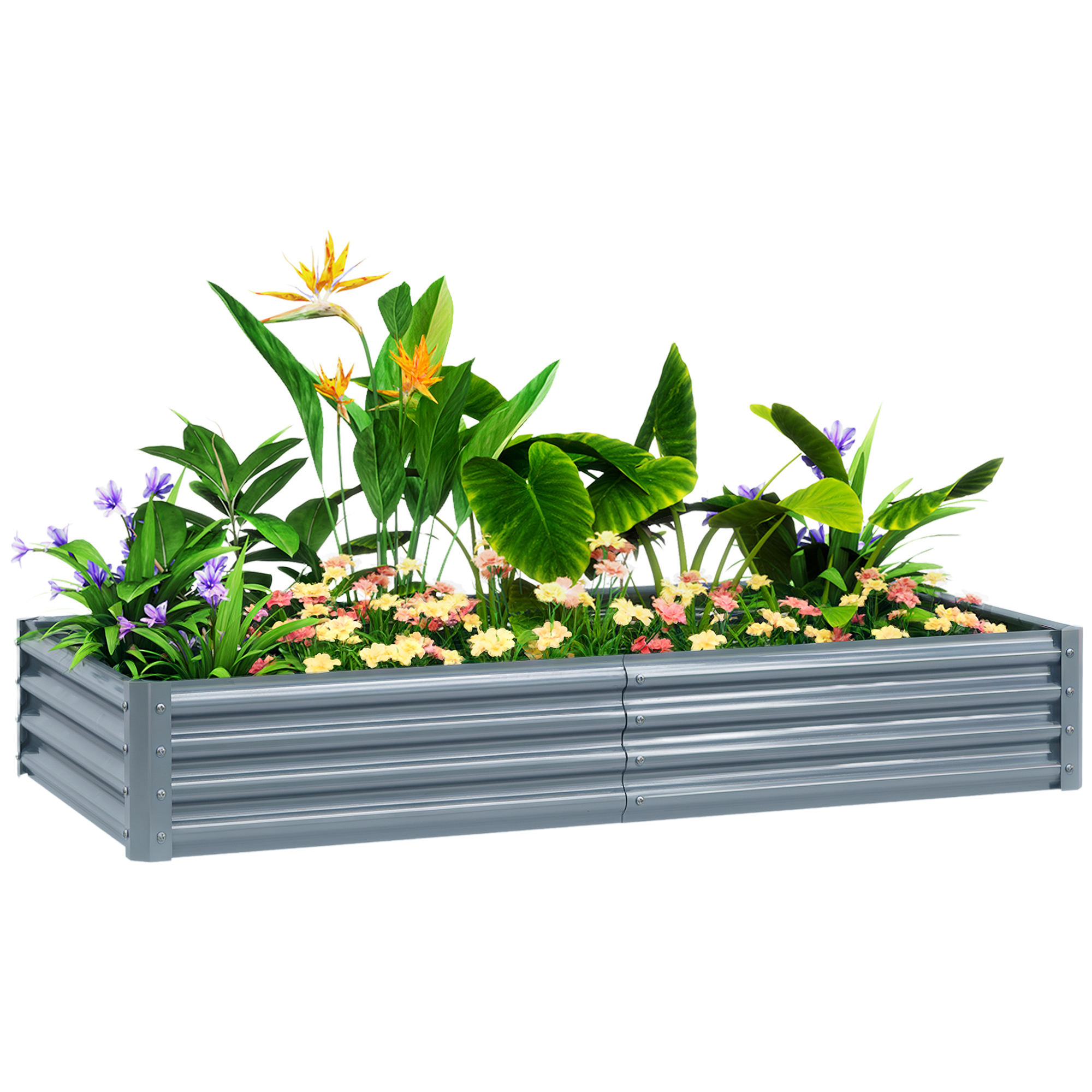 180 X 90cm Galvanised Steel Open Planter-Silver — image 5
