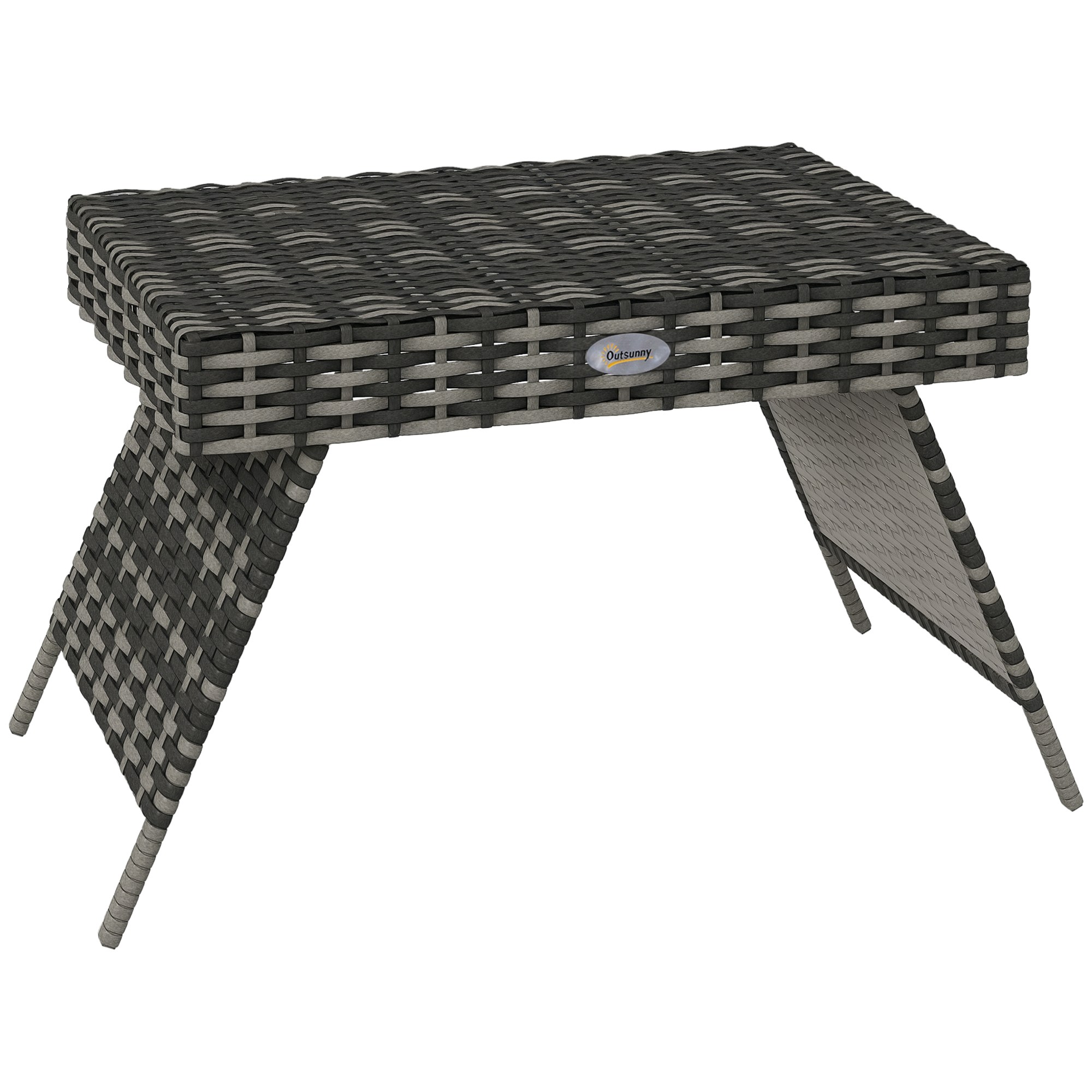 Foldable Outdoor Side Table,Rattan Garden Coffee Table With Steel Frame,Space — image 4