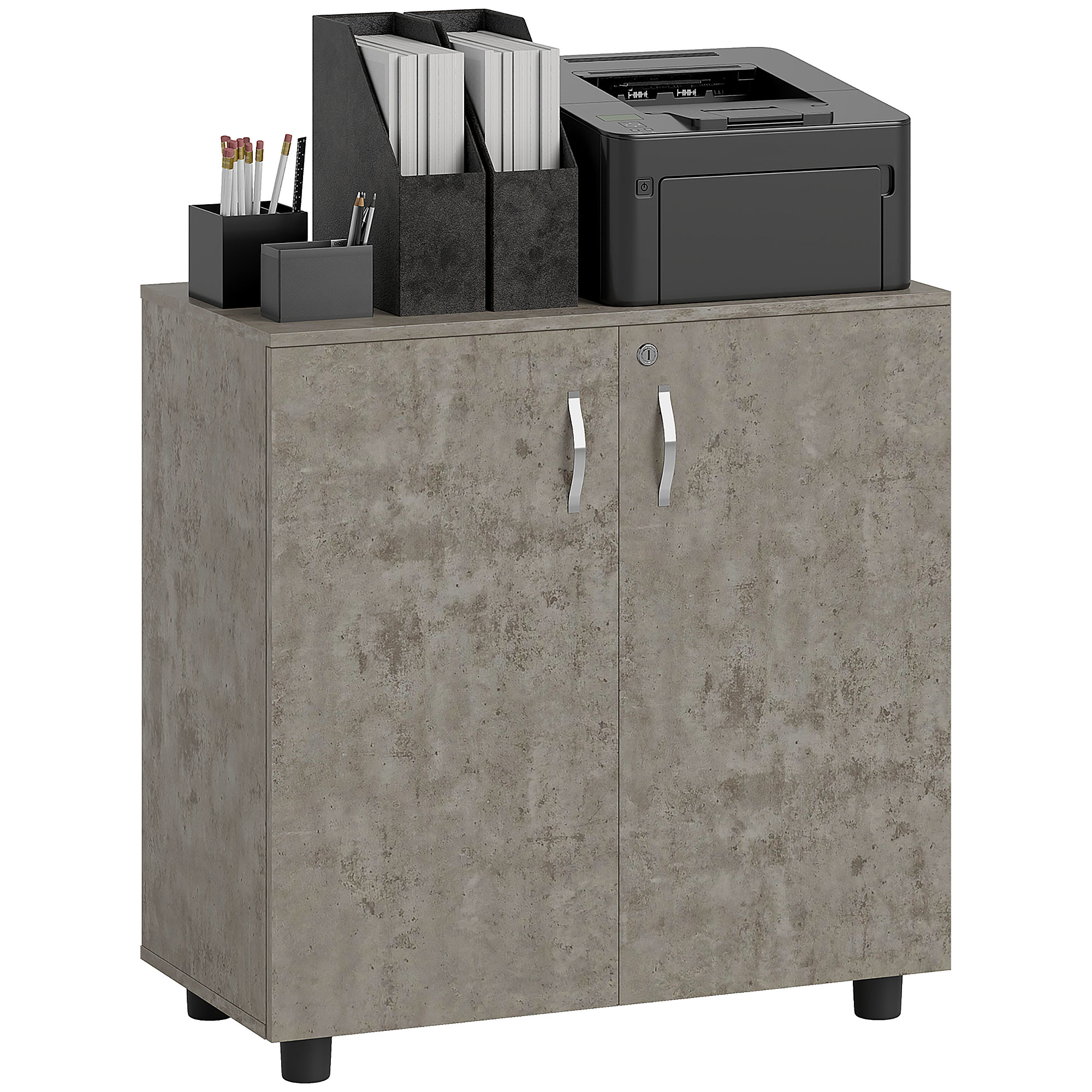 Two-Tier Locking Office Storage Cabinet-Grey — image 3