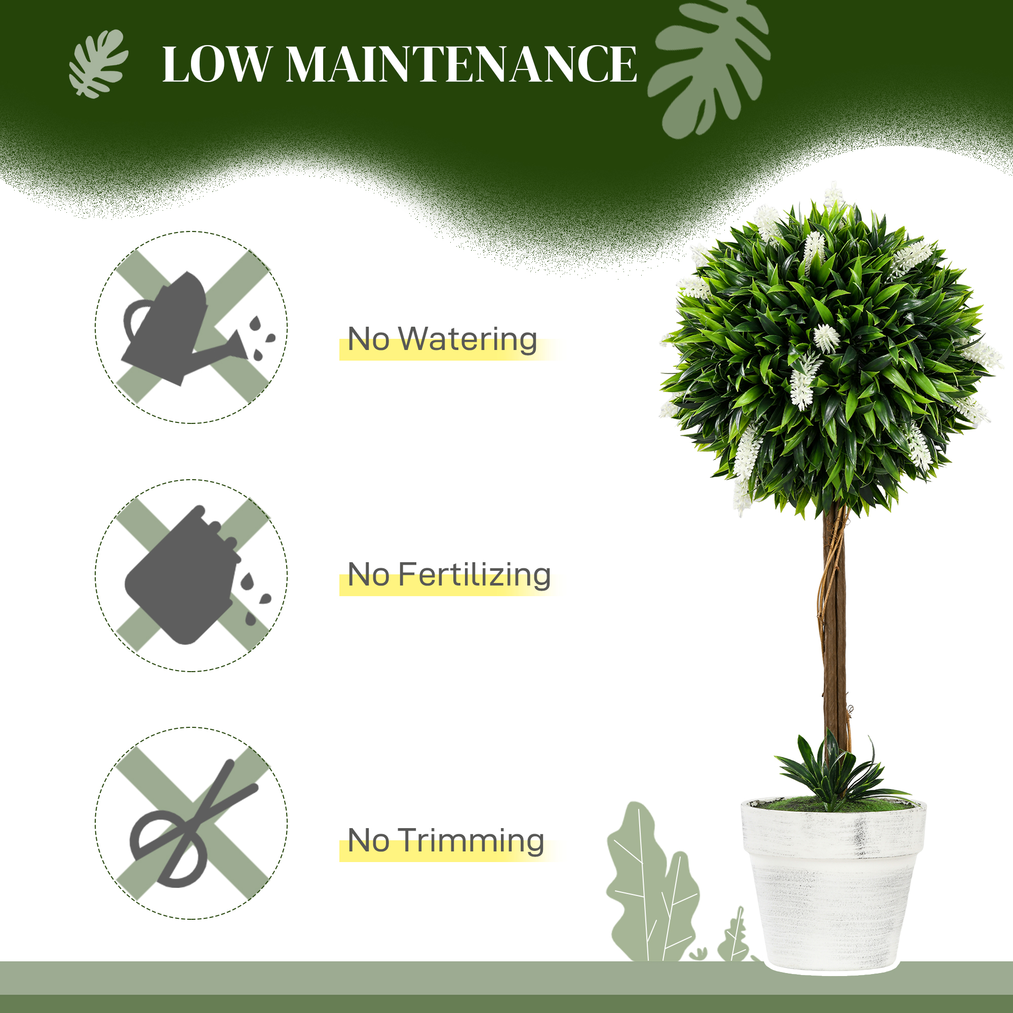 Set Of 2 Decorative Artificial Plants Ball Trees With Flower For Home Indoor — image 4