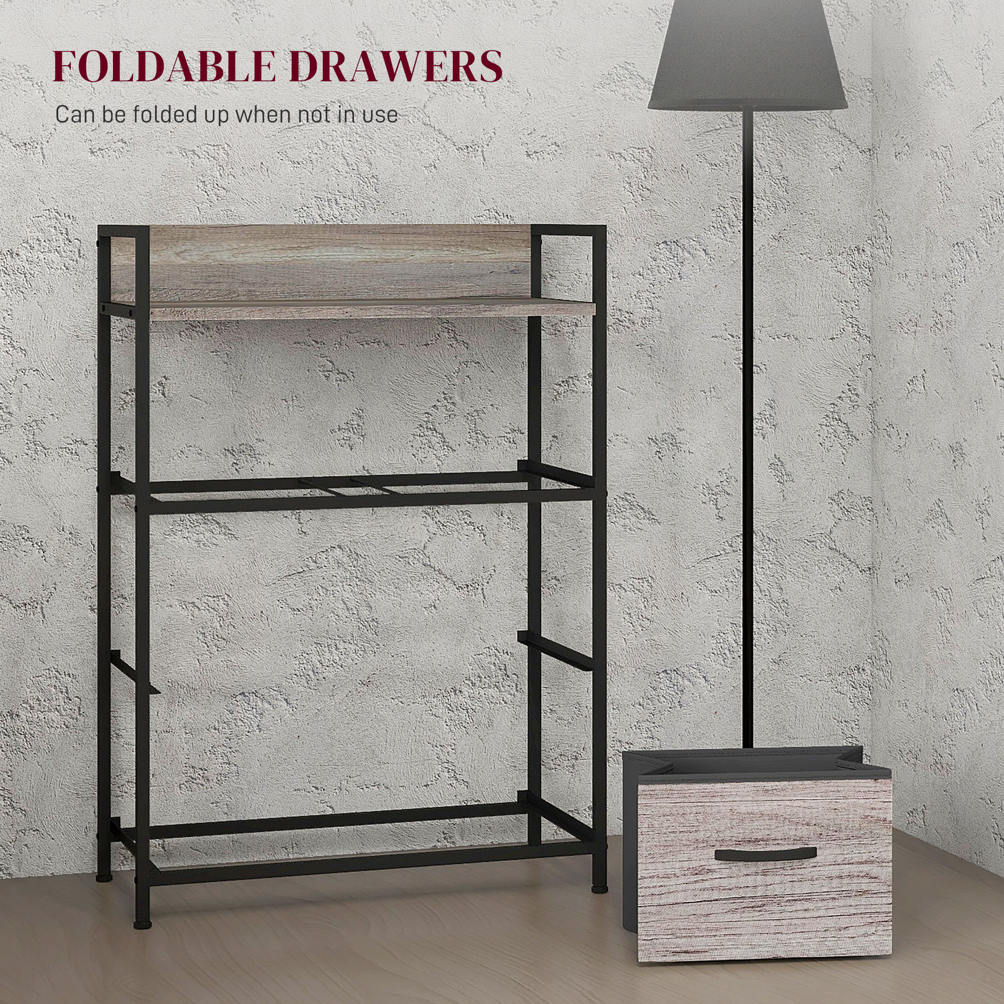 Rustic Chest Of Four Fabric Drawers-Grey Wood Effect — image 4