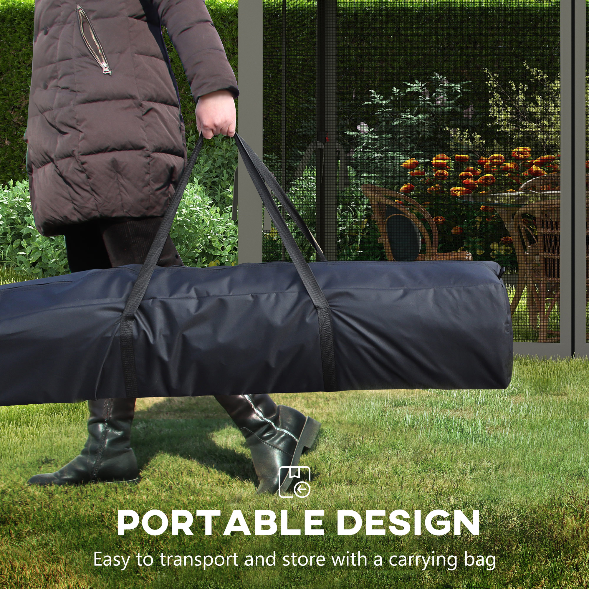 3 X 3(m) Pop Up Gazebo,Double-roof Garden Tent With Netting And Carry Bag,Party — image 2