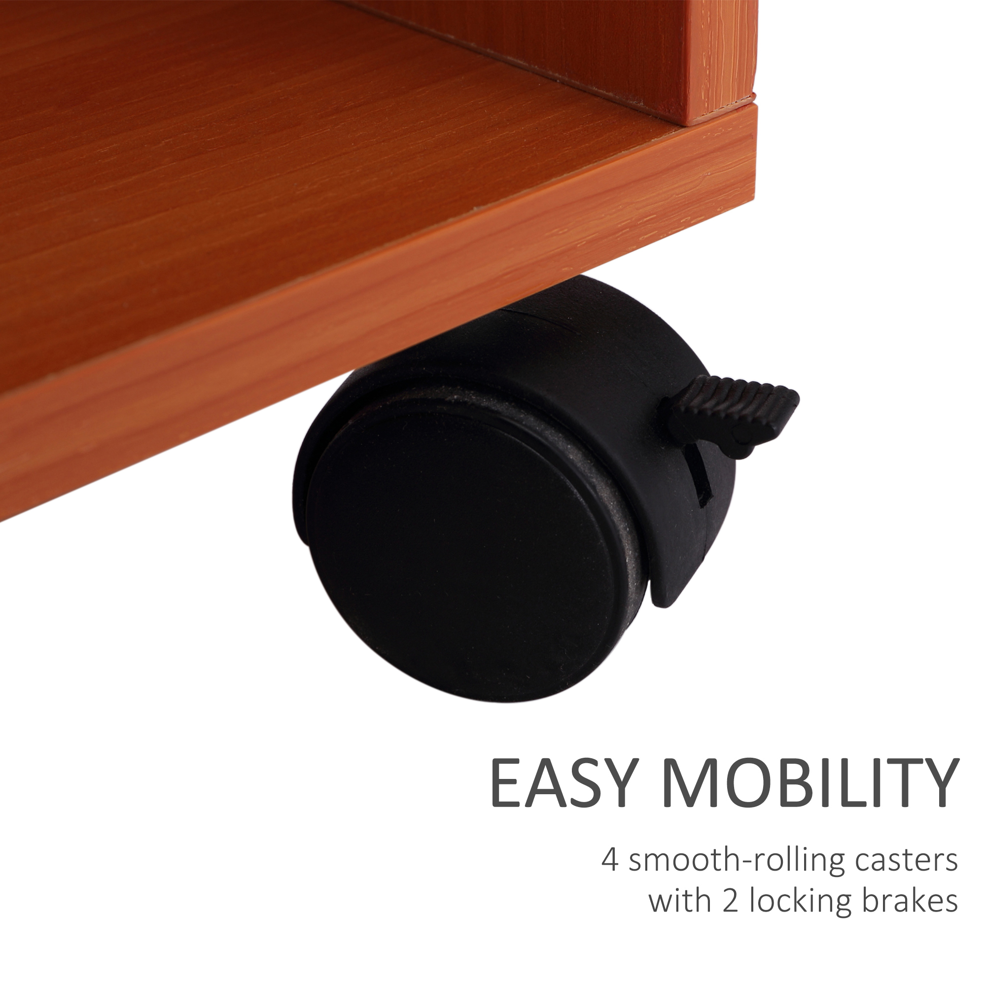 Multi-Storage Compact Work Desk,with Wheels-Cherry Wood Colour — image 4