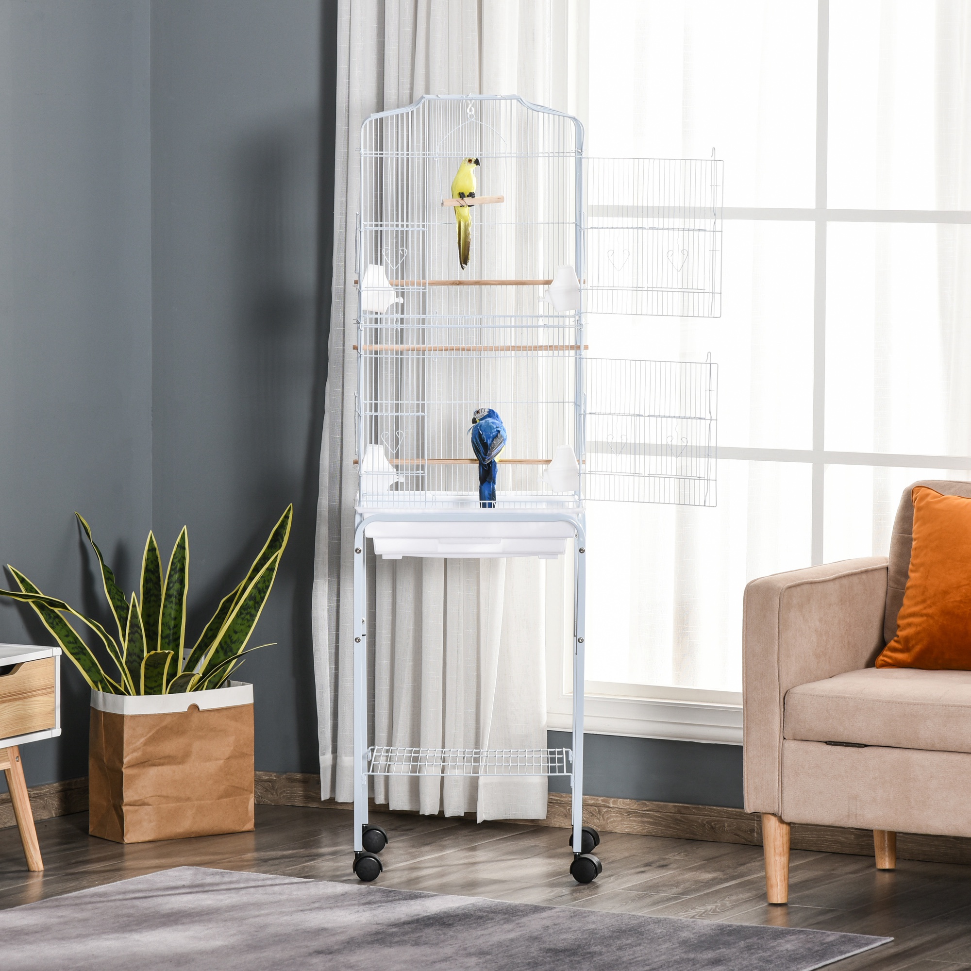Bird Cage Budgie Cages For Finch Canary Parakeet With Stand Wheels Slide-out — image 2