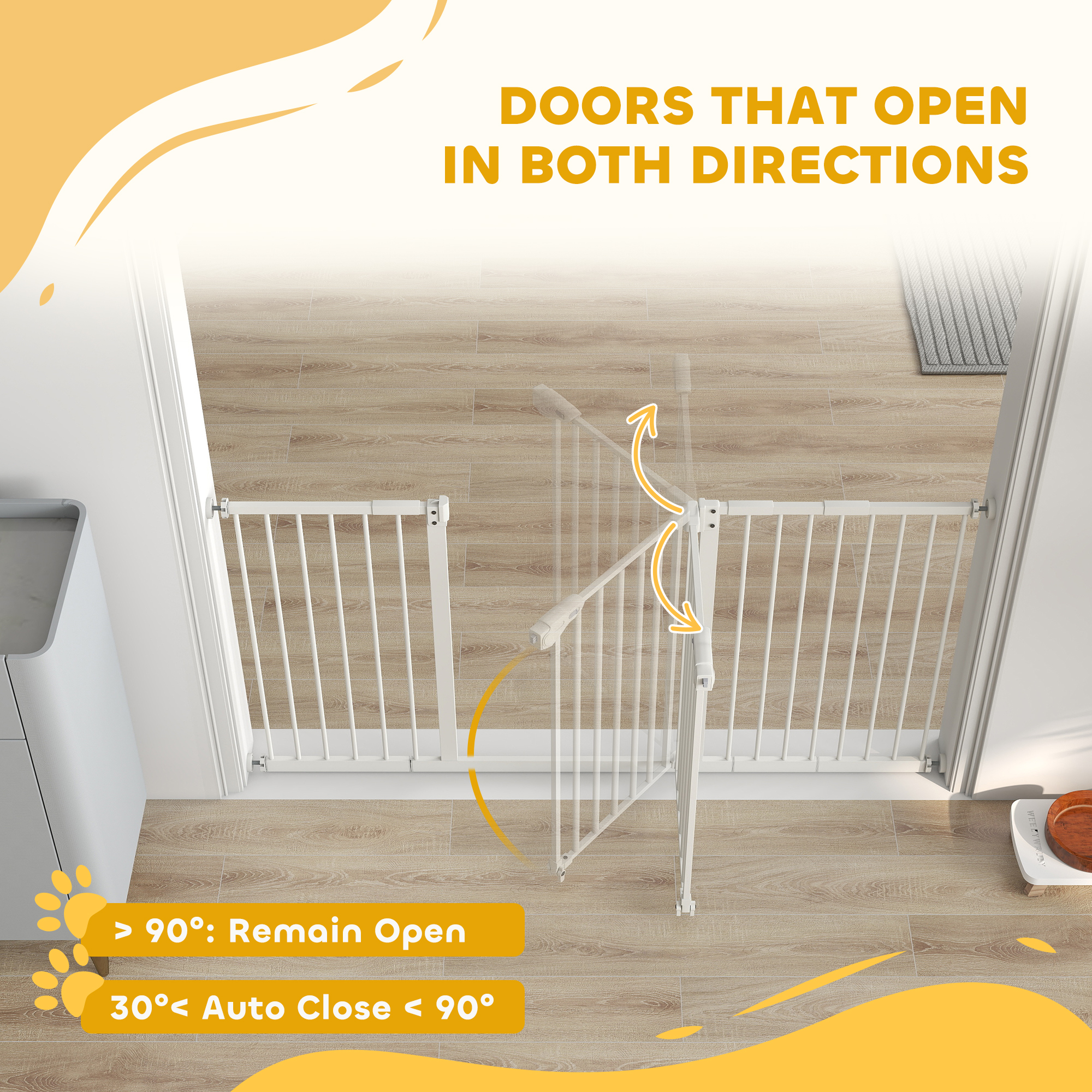 Adjustable Safety Gate W/ Three Extensions,Four Screws,White — image 2