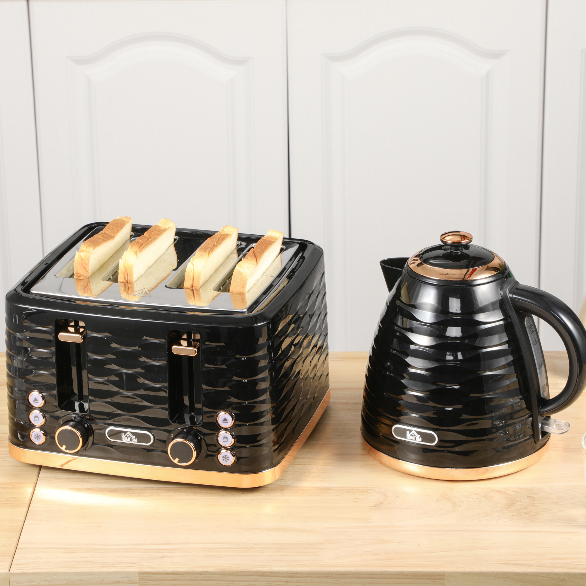 Kettle And Toaster Sets,3000W 1.7L Rapid Boil & 4 Slice With 7 Browning — image 4