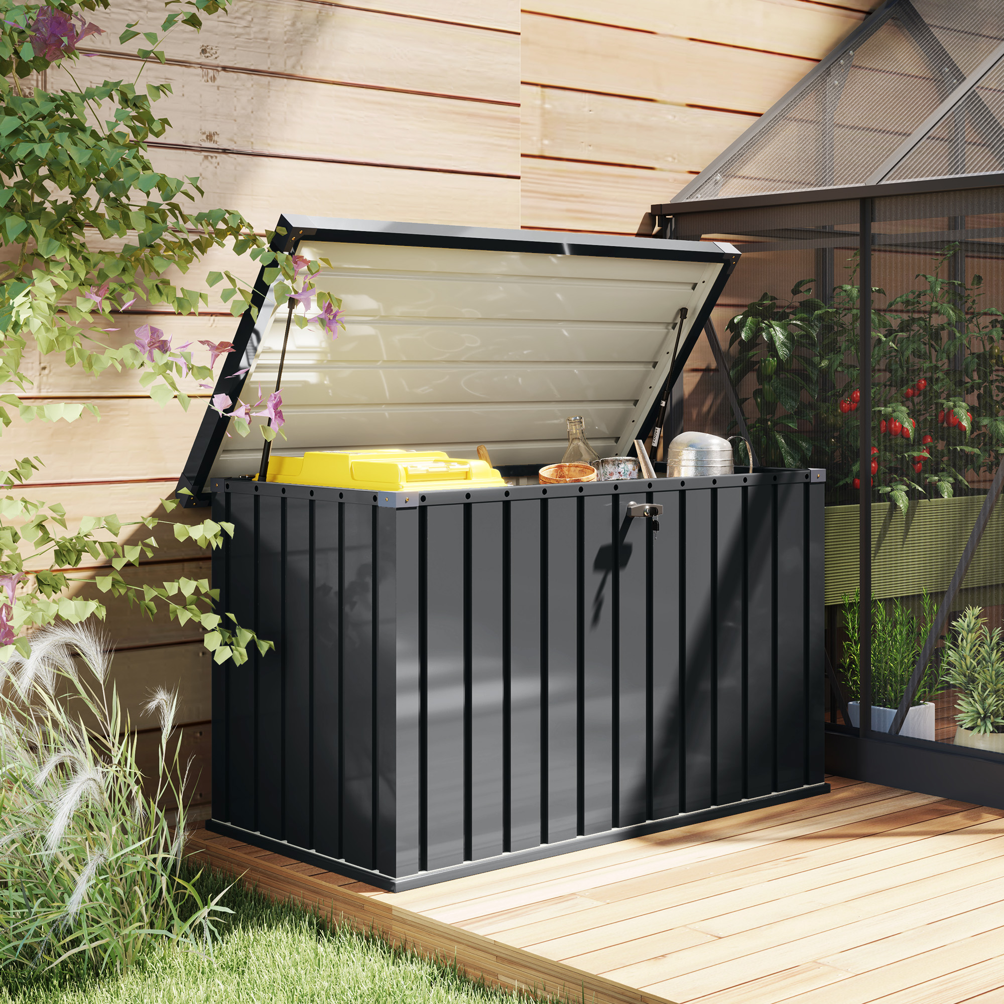400l galvanised steel garden storage box