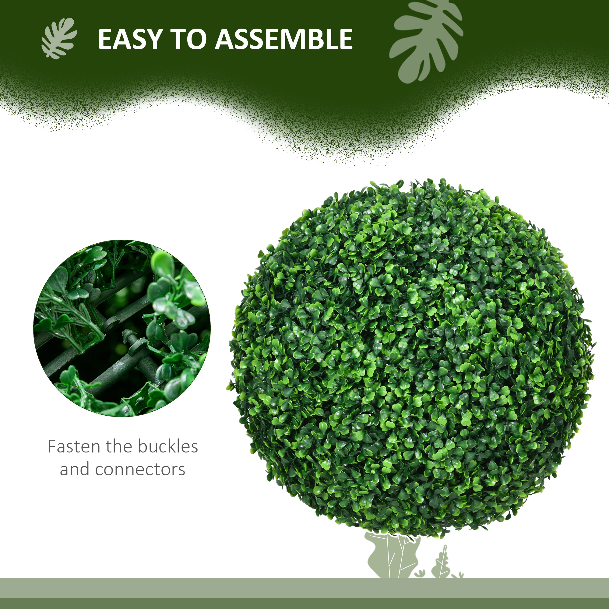 Set of two artificial boxwood balls plants-green