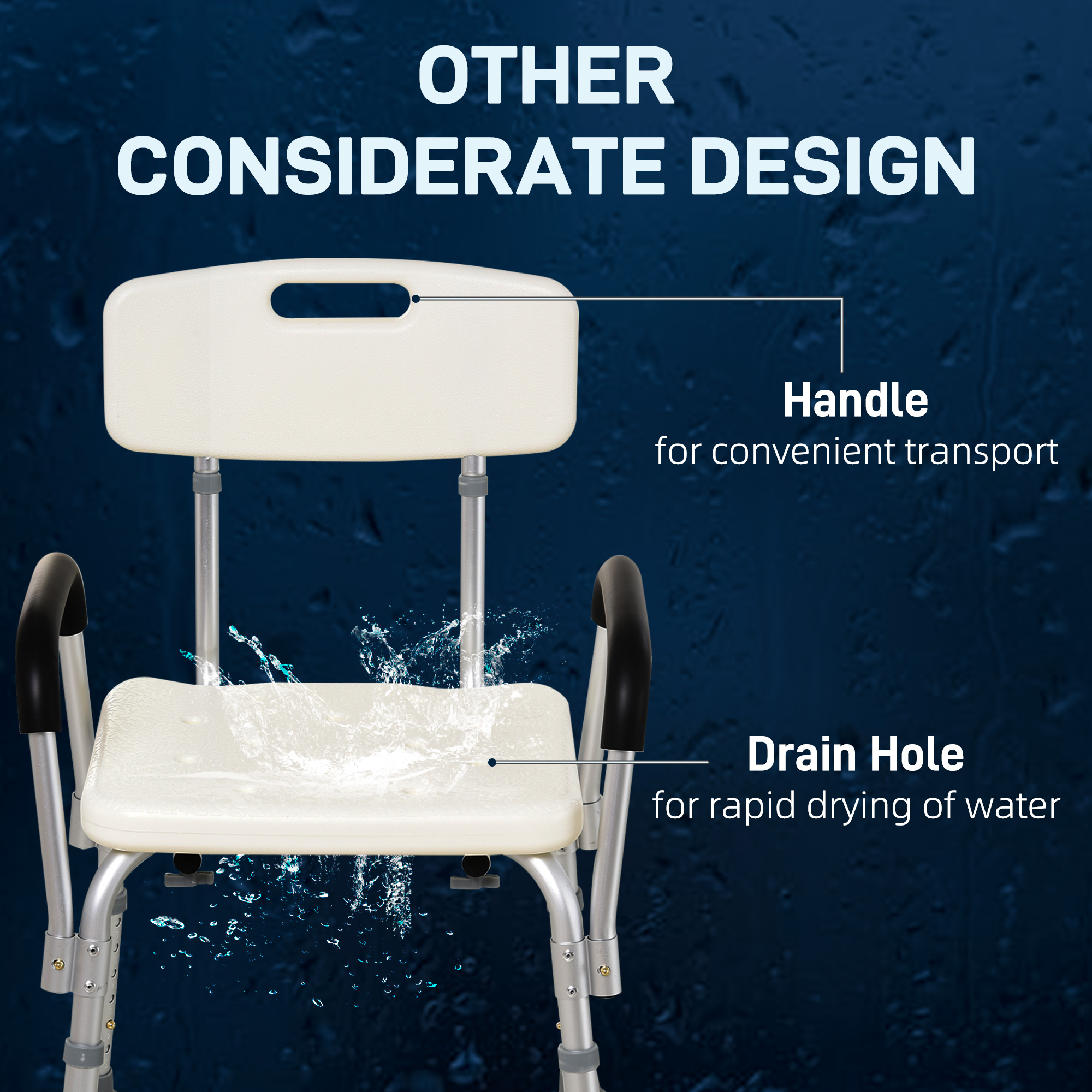 Adjustable Shower Chair,Shower Seat,Portable Medical Stool With Back — image 3