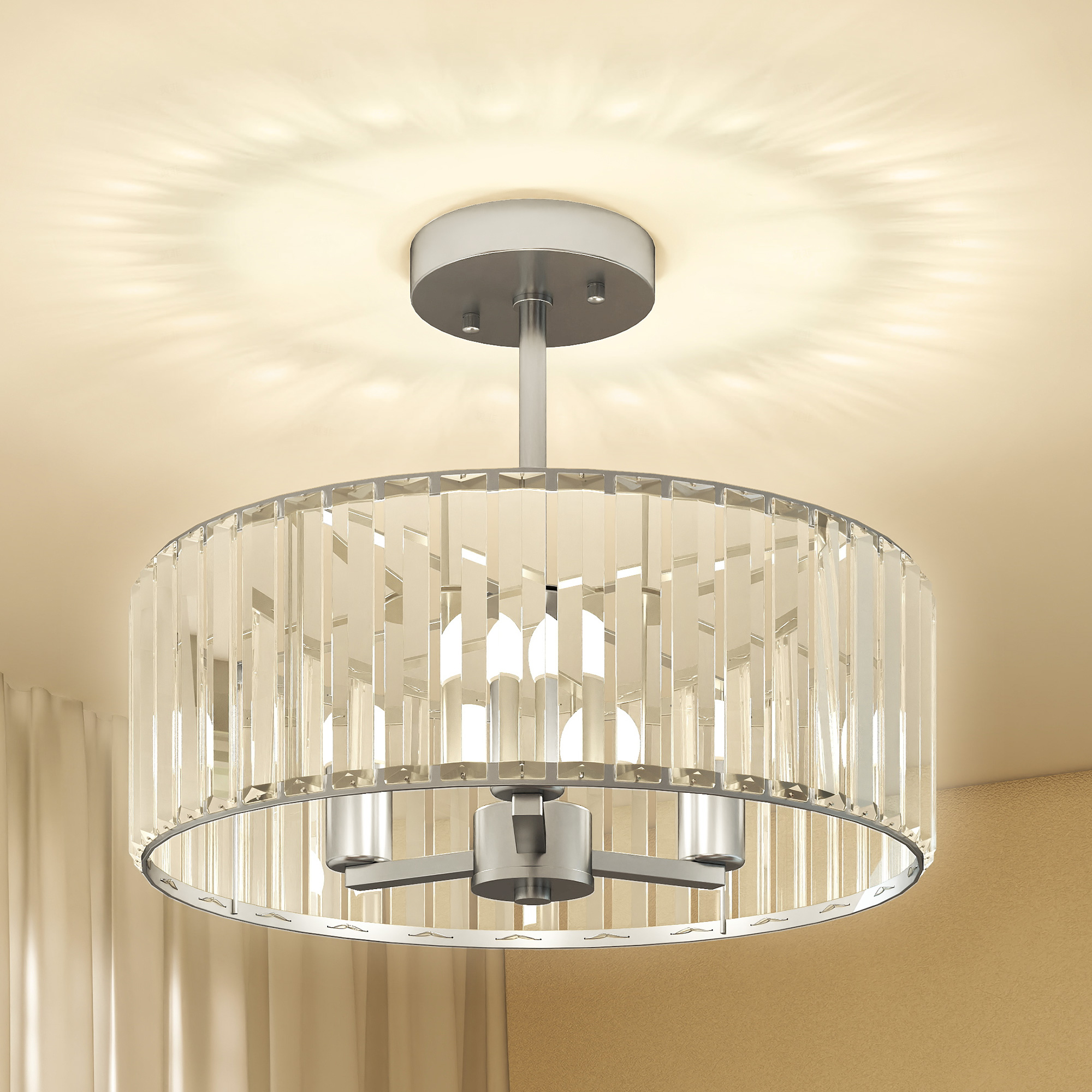 Crystal ceiling light fixture,semi flush mount modern
